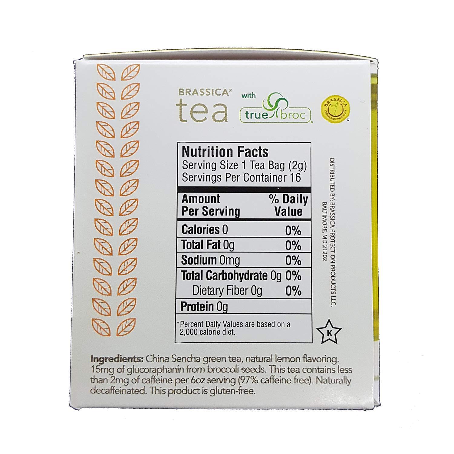 Brassica Tea Brassica DECAF. Green W/Lemon Tea W/sgs~ 6 Boxes (96 Tea Bags)