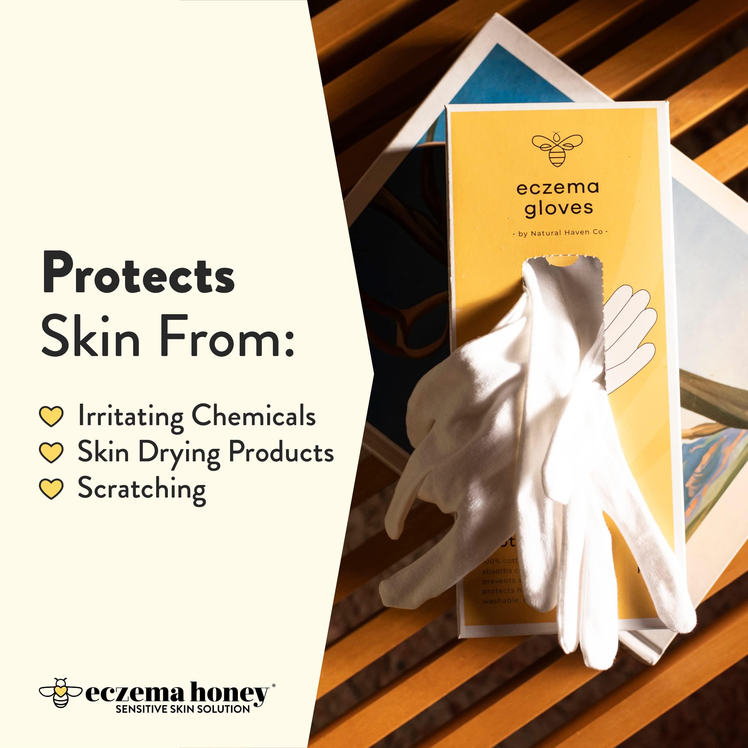 ECZEMA HONEY ECZEMA HONEY Premium 100% Cotton Gloves - Washable & Reusable Overnight Dry Hands Treatment - White Cotton Gloves for Eczema (24 Pairs)