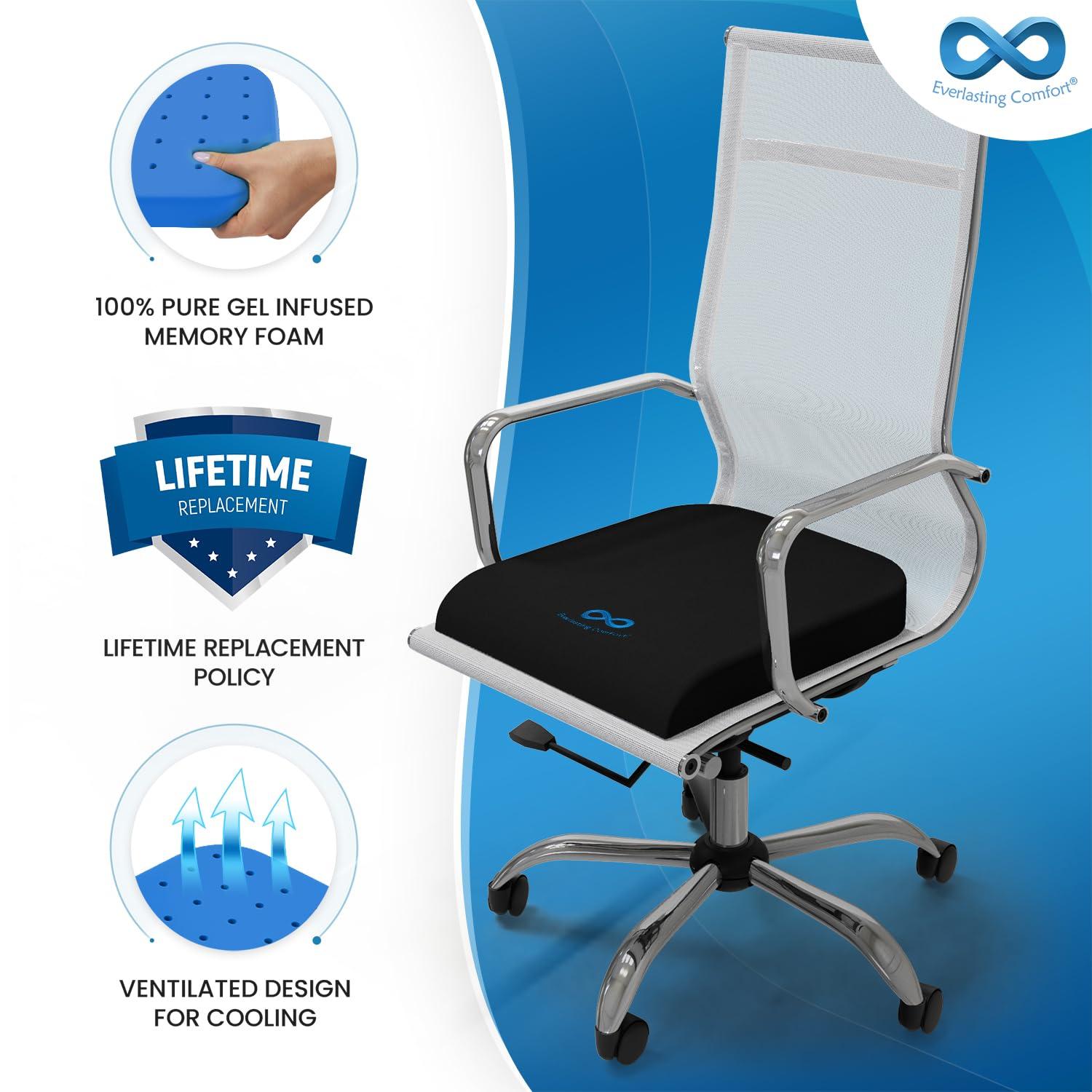 Everlasting Comfort Everlasting Comfort Pure Memory Foam Wheelchair Seat Cushion and Lumbar Support Pillow for Office Chair Bundle