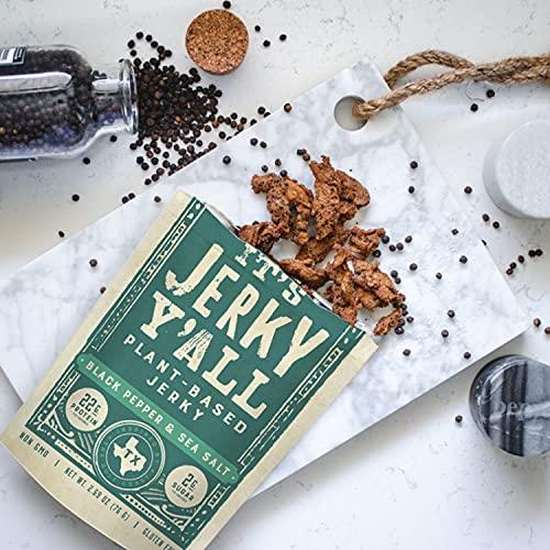 It's Jerky Y'all It's Jerky Y'all Vegan Jerky SEA SALT & PEPPER - Beyond Tender and Tasty Vegan Snacks - High Protein, Low Carb, Non-GMO, Gluten-Free, Vegetarian, Whole30 (2-Pack)