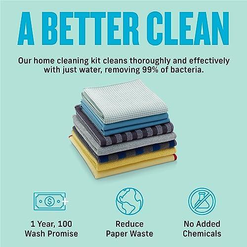 E-Cloth E-Cloth Home Cleaning Set with Microfiber Cleaning Cloths for Cars, Bathroom, Kitchen, & More - Microfiber Towels That Clean with No Added Chemicals - 8 Specialized Cloths in Assorted Colors