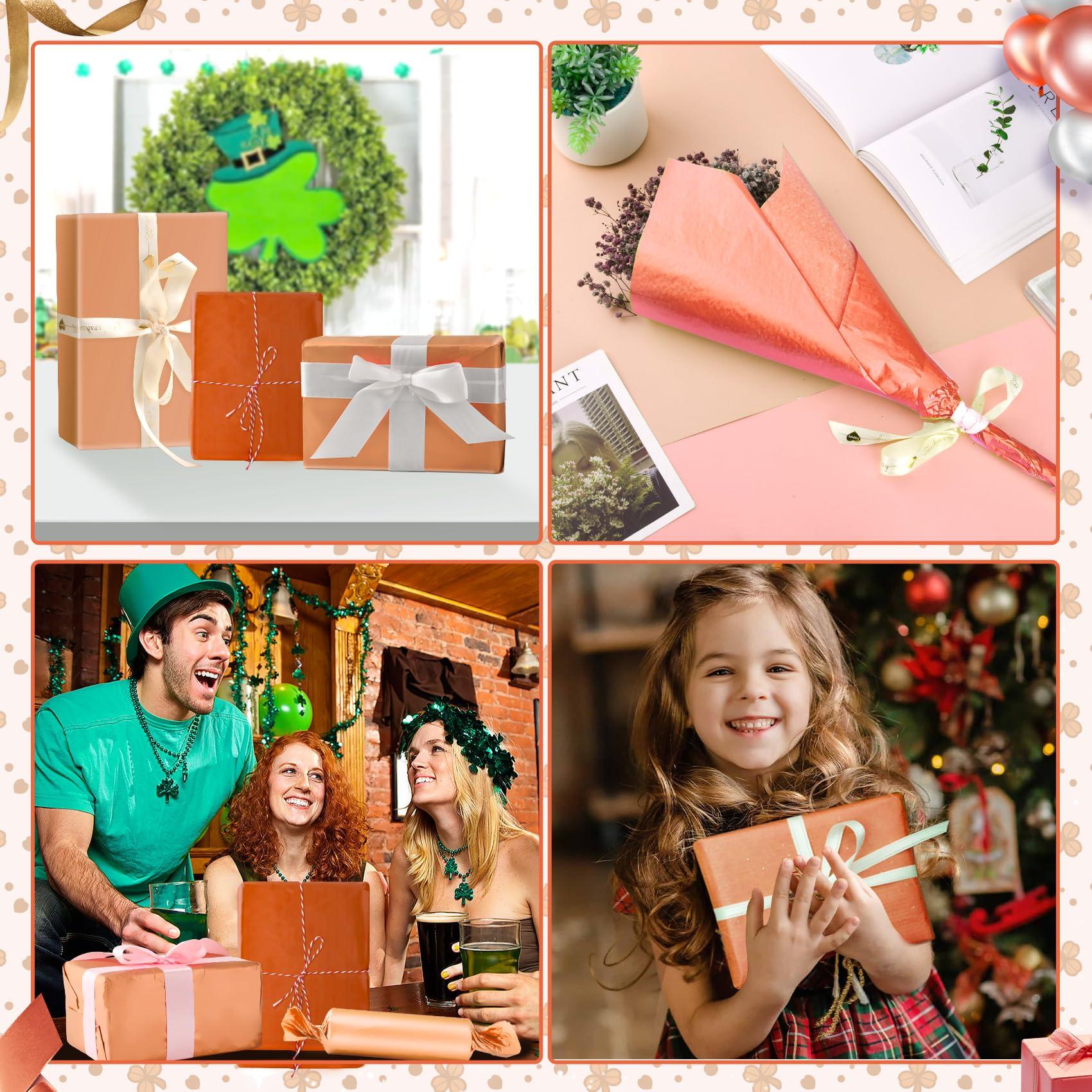 Hlonon 30 Sheets Orange Tissue Paper for Packaging Gift Bags Decoration, Gift Wrap Tissue Paper Bulk for Weddings Birthday DIY Project Christmas Halloween Thanksgiving Gift Wrapping Crafts Decor