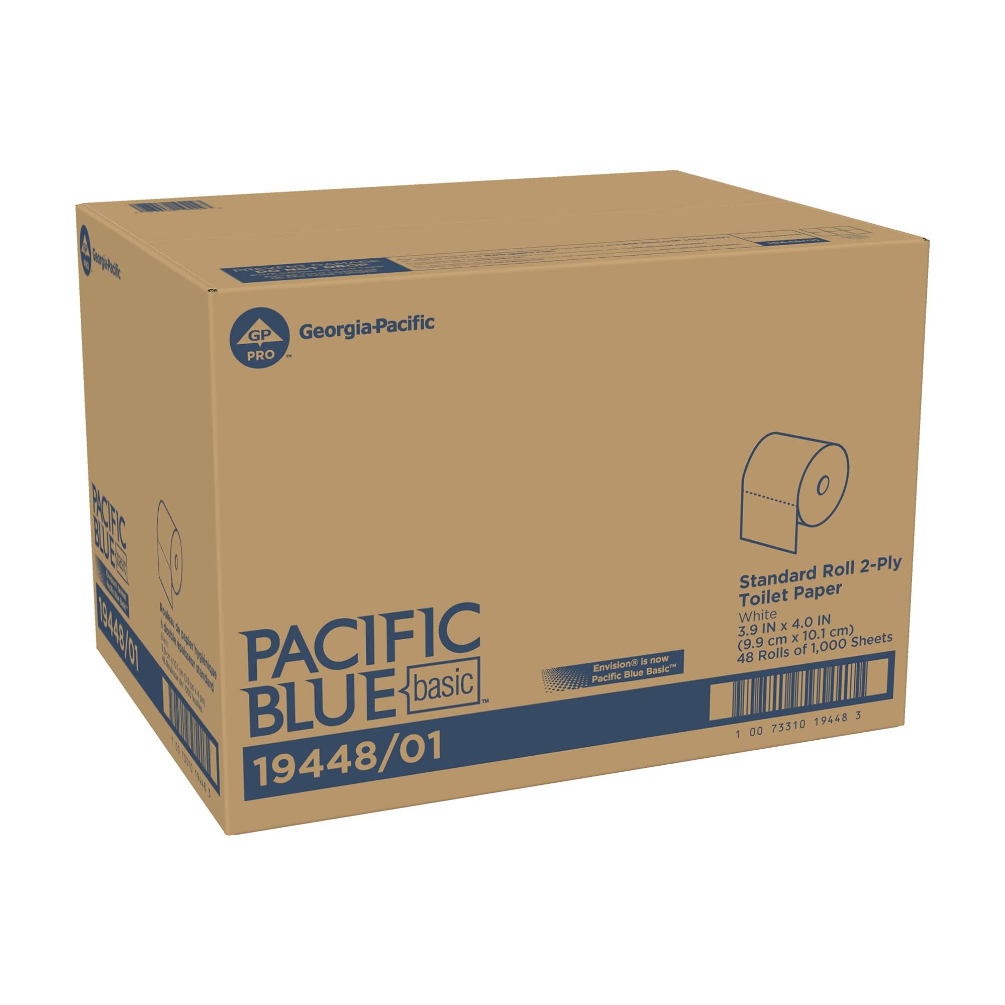 Georgia-Pacific Georgia-Pacific Pacific Blue Basic 2-Ply Toilet Paper (Previously Branded Envision),19448/01,1,000 Sheets Per Roll,48 Rolls Per Case