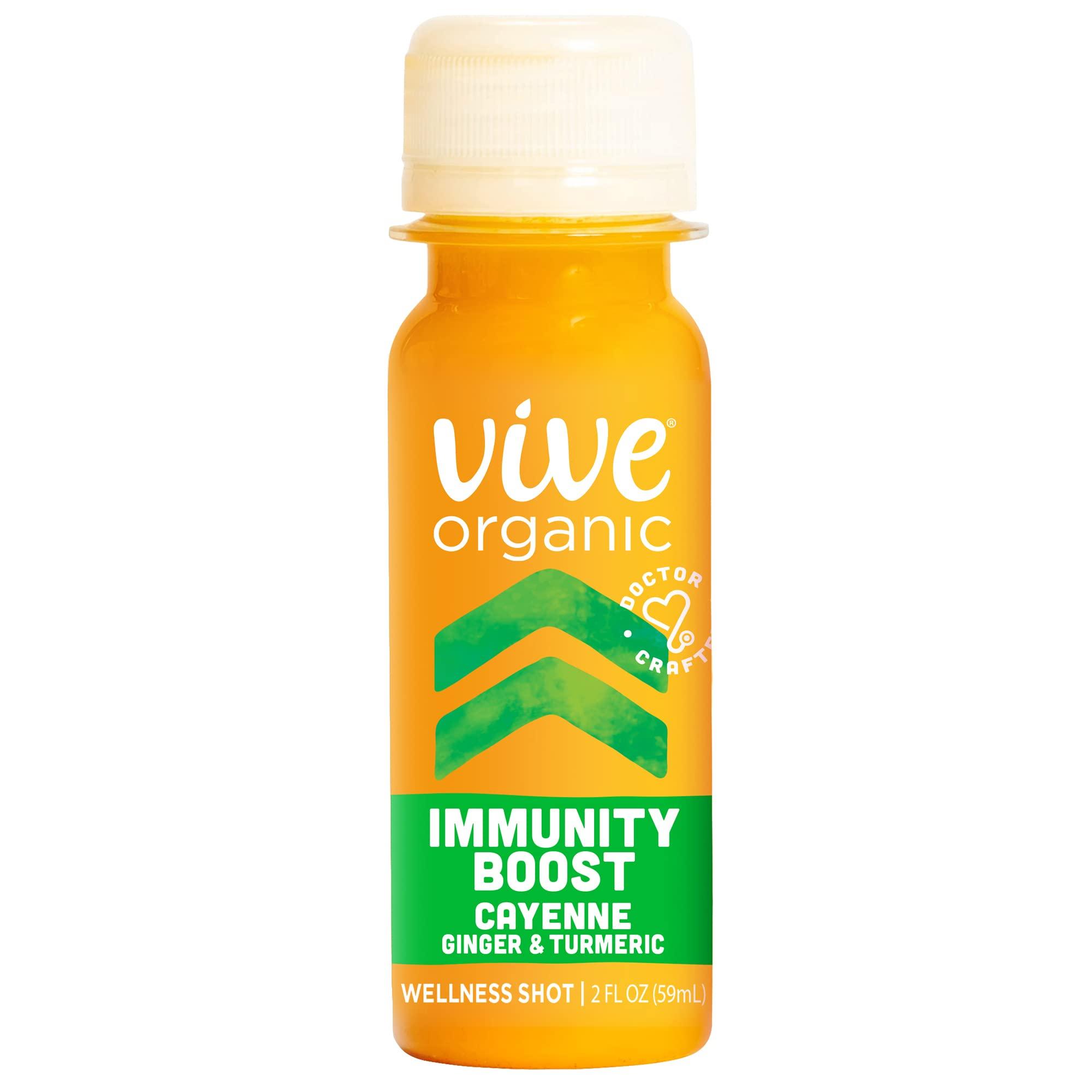 Vive Organic Vive Organic Immune Support Shot, Cold-Pressed Ginger, Turmeric & Cayenne, Gluten Free, Vegan, Immunity Boost Cayenne, 2 Fl Oz (Pack of 12)