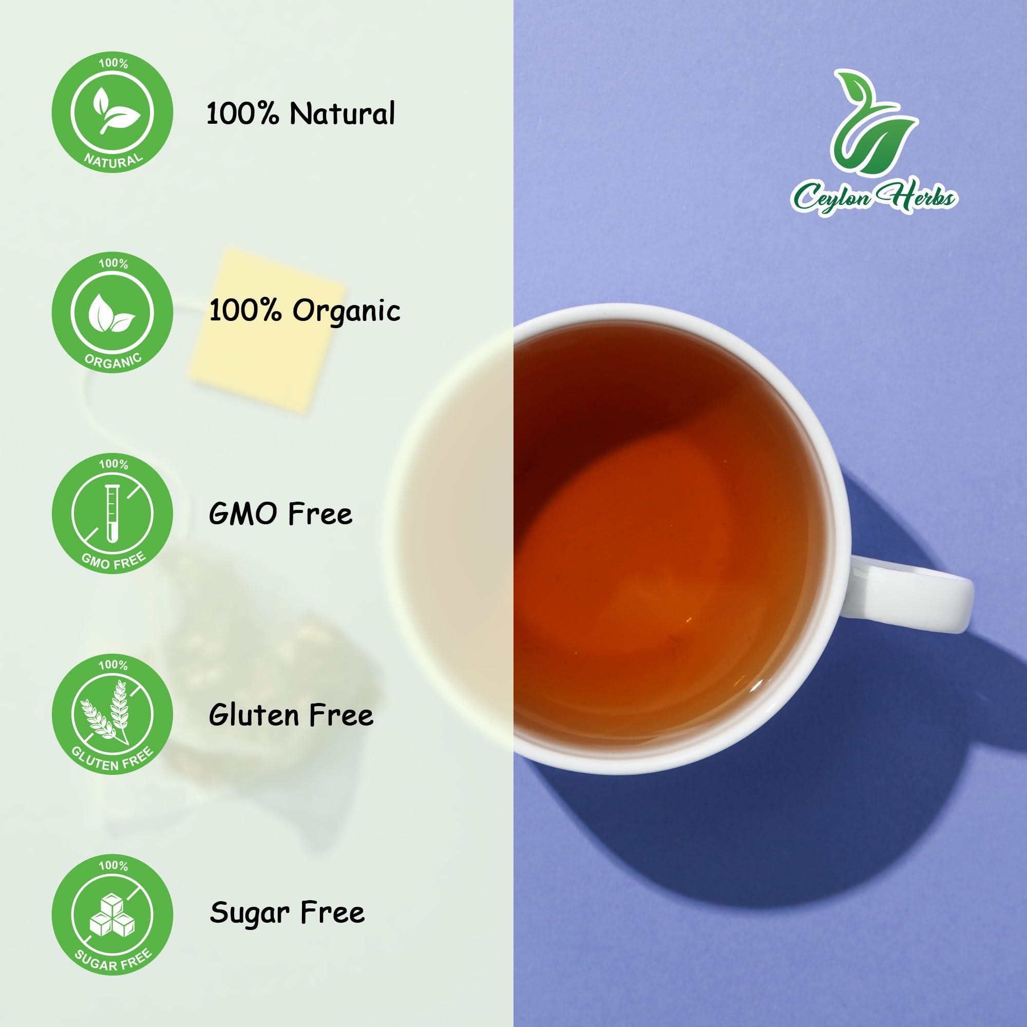 CEYLON HERBS 100 Guaco Mikania Tea Bags - 100% Pure, Organic, Wild-Crafted Herbal Tea Bags for a Refreshing, Earthy Brew