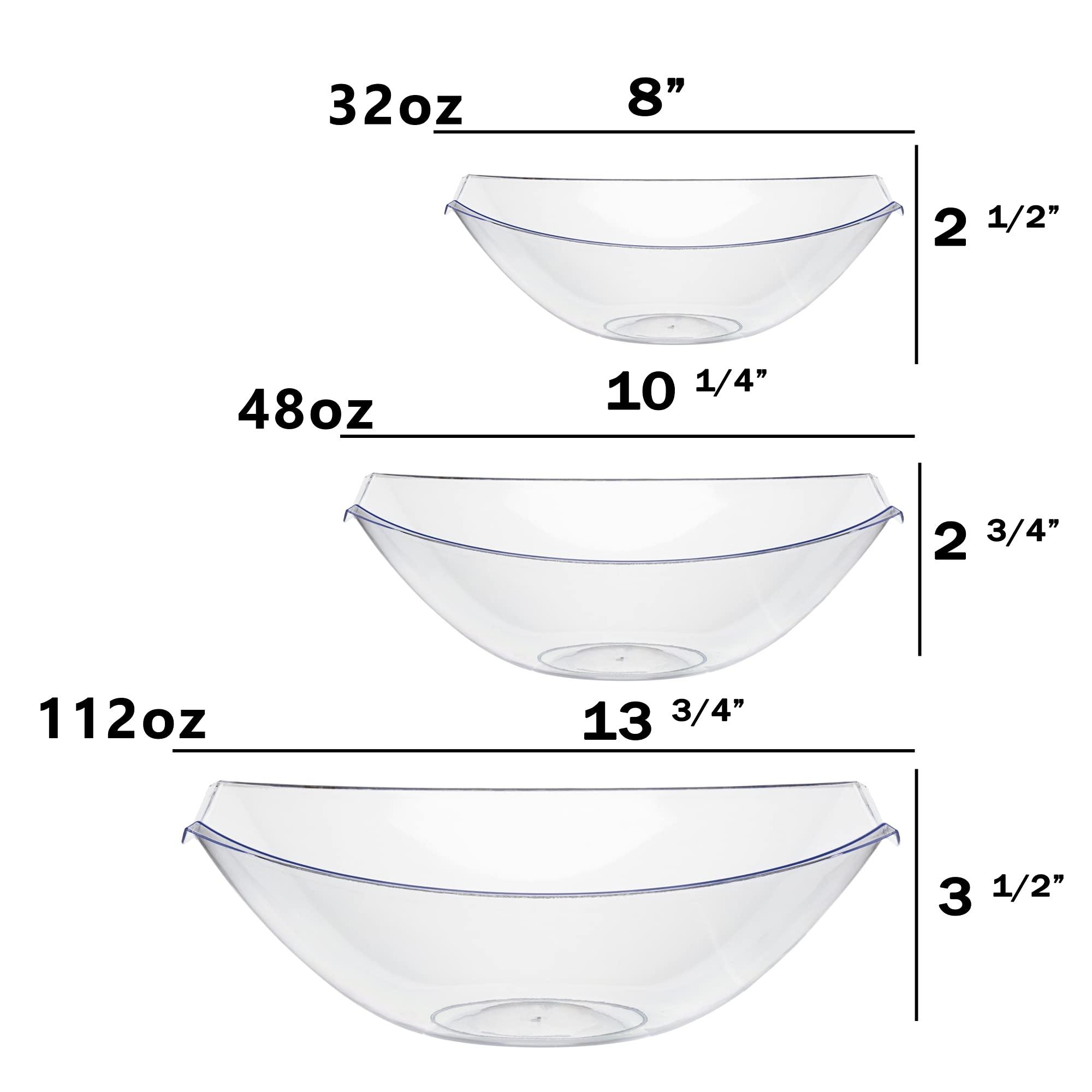 Exquisite Exquisite Pack Of 8 Disposable Plastic Serving Bowls Plastic For Parties Oval | 112 Oz Clear Plastic Bowls For Parties I Disposable Serving Bowls For Salad Bar Buffet | Serving Bowl For Candy & Chips