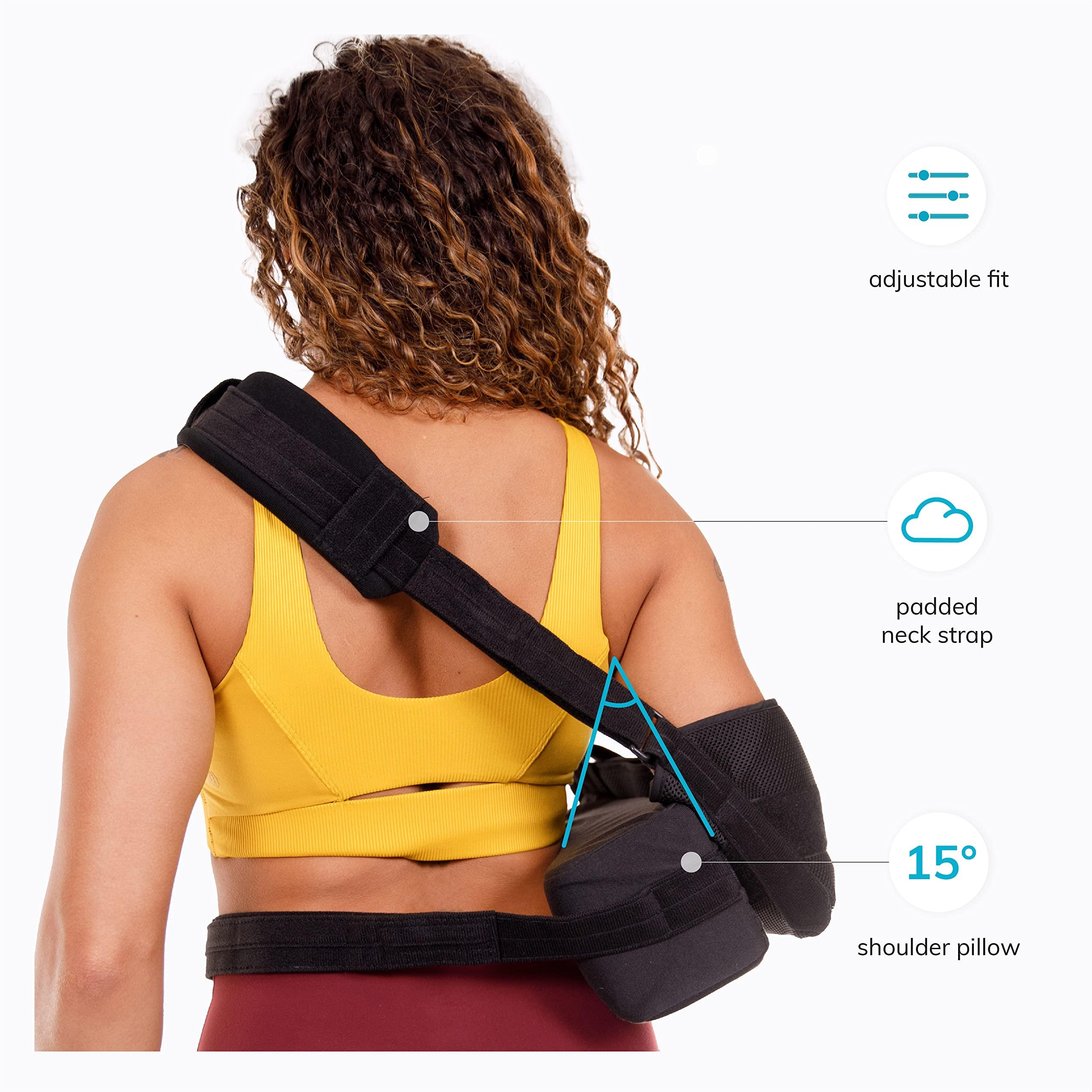 BraceAbility BraceAbility Abduction Shoulder Sling - Rotator Cuff Immobilizer Brace with Padded Relief Support Wedge and Ball for Right or Left Arm Pain From Post-Surgery or Tear Recovery and Subluxation (Medium)