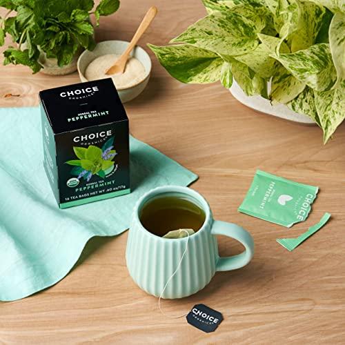 Choice Organics Choice Organics - Organic Peppermint Tea (1 Pack) - Compostable - Caffeine Free - 16 Organic Herbal Tea Bags