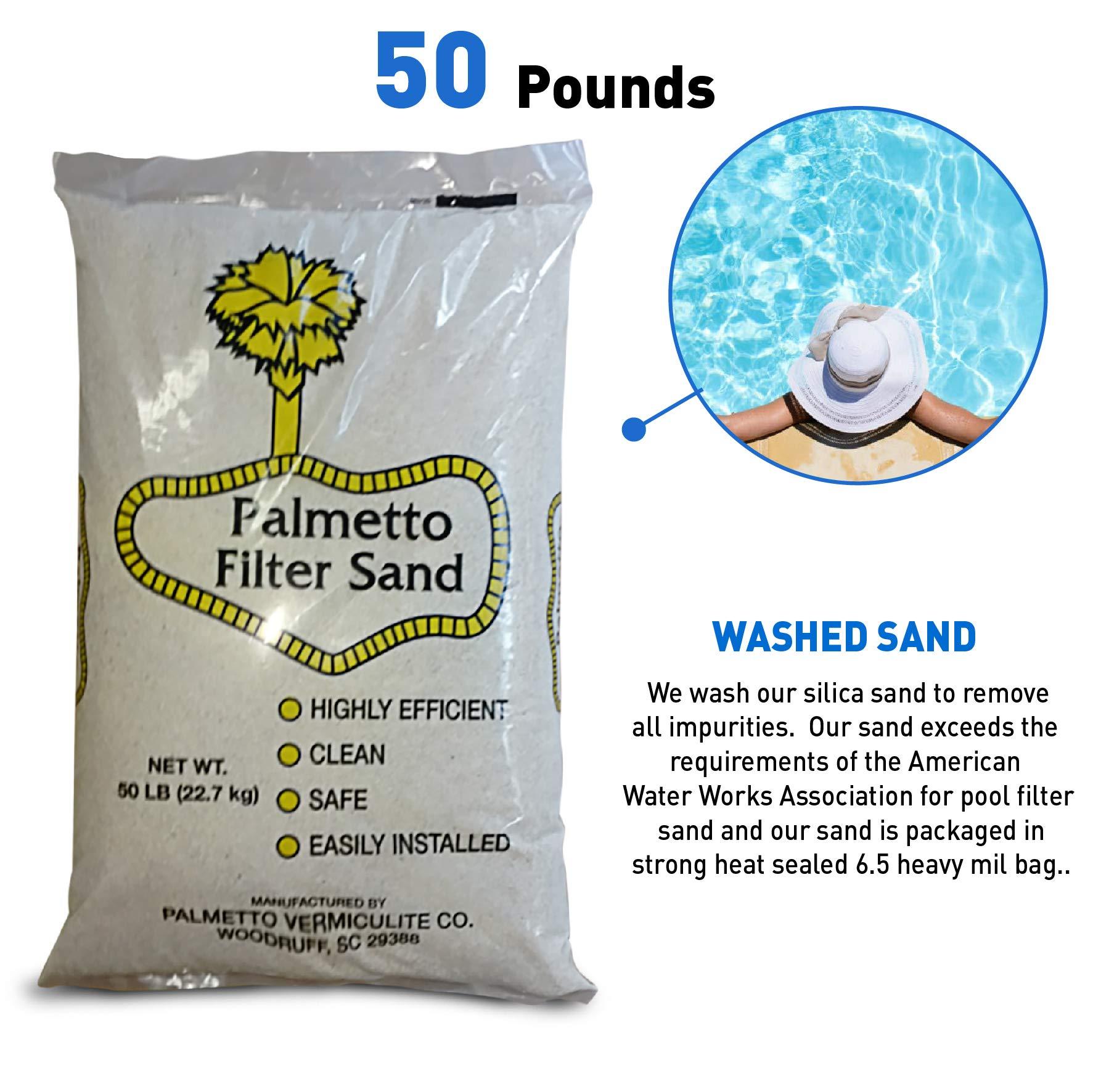 Palmetto Palmetto Pool Filter Sand Works with Residential & Commercial Equipment – Highly Efficient, 50 Pound