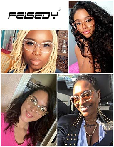 FEISEDY FEISEDY Crystal Cat Eye Reading Glasses Blue Light Blocking Reader Anti Eyestrain Glasses B2596 Clear 1.25x