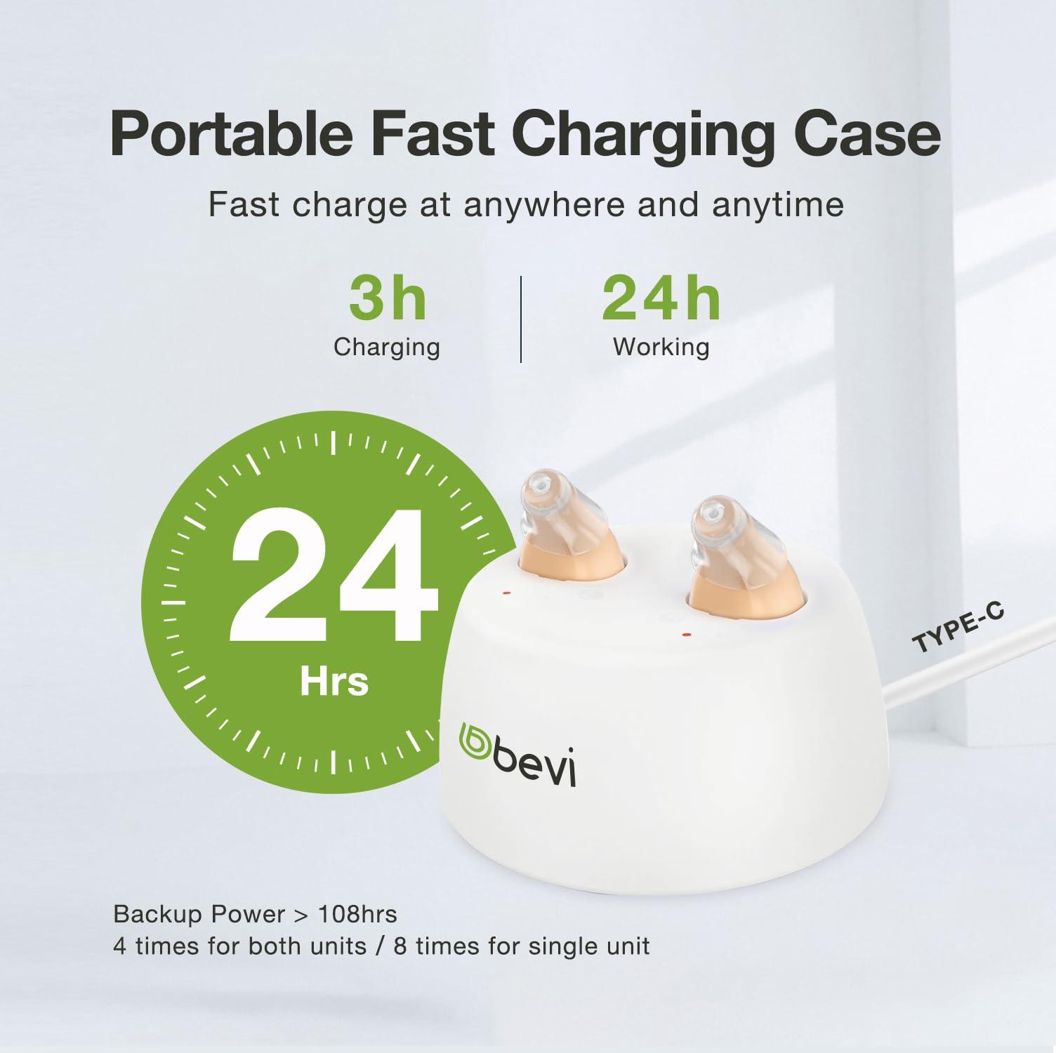 BEVI BEVI Rechargeable Hearing Aids for Adults Seniors, OTC Hearing Aids for Adults Seniors Rechargeable with Noise Cancelling, Invisible Hearing Aid Beige