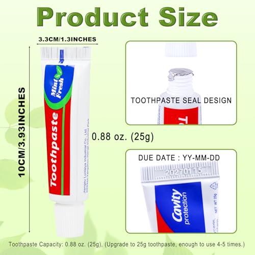 HAIFOTRVA HAIFOTRVA 100 Tubes Bulk Travel Size Toothpaste,Miniature 0.88oz(25g) Small Toothpaste Travel Size Bulk 1.3x3.93 inches Peppermint Mini Disposable Toothpaste for Hotel,Guests,Homeless,Charity