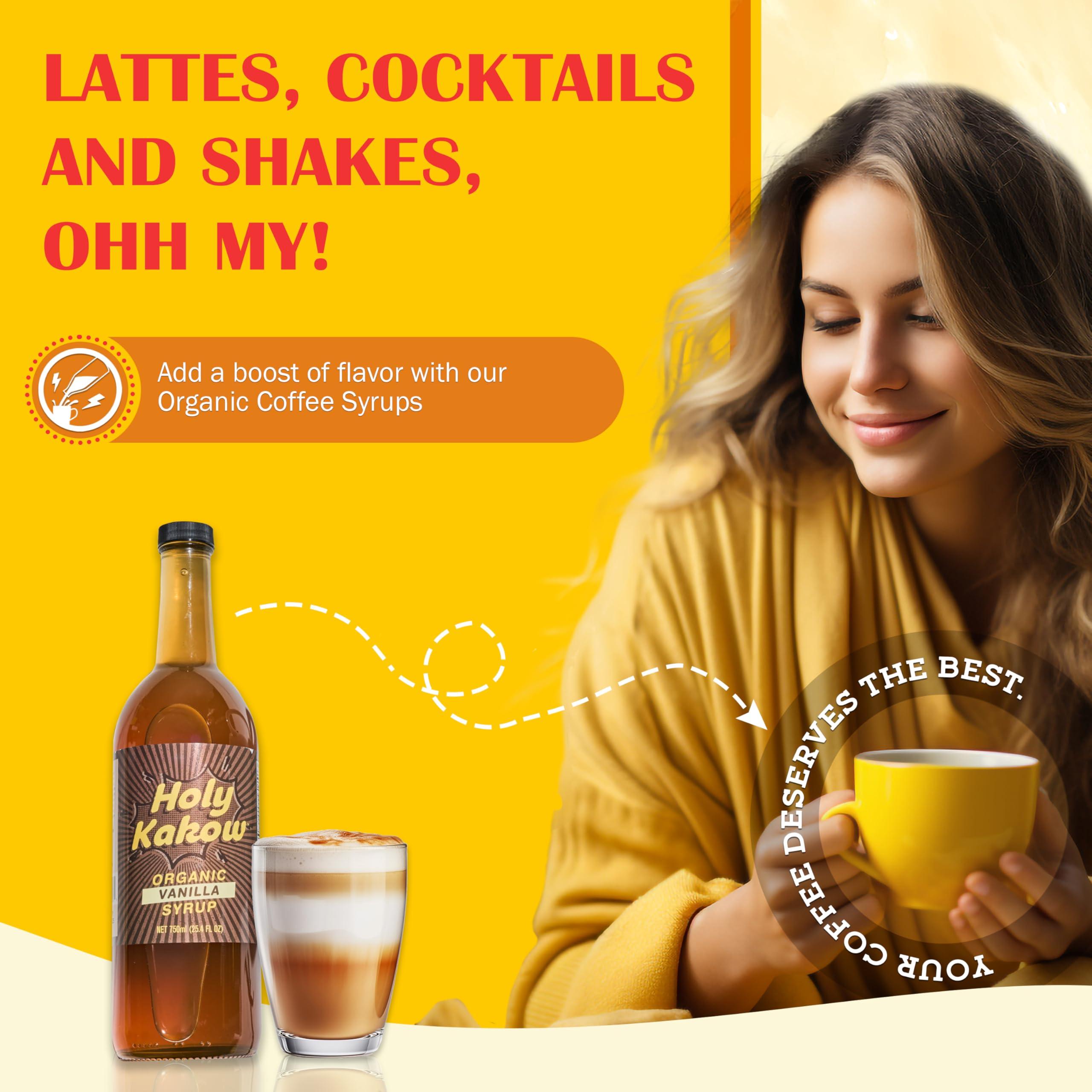 Holy Kakow Holy Kakow Cafe Organic Vanilla Syrup - Vanilla Syrup, Coffee Syrup, Organic Syrup for Coffee, Vanilla Syrup for Coffee, Add to Latte, Cocktail and Shake, Real Food Ingredients, Specific Flavor - 750m