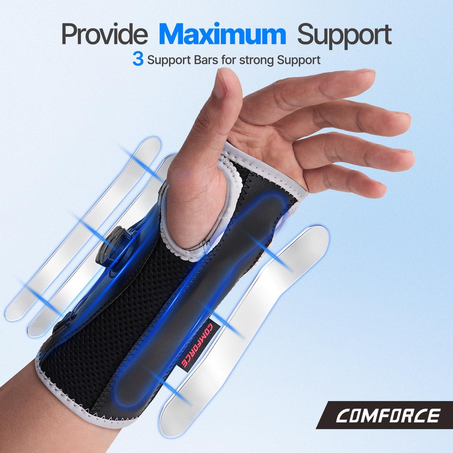 COMFORCE COMFORCE Wrist Brace for Carpal Tunnel, Adjustable Knob Wrist Support Stabilizer Hand Brace Night Support for Arthritis Tendonitis Sprains Wrist Pain, Fits Left & Right Hand Men and Women (5.5-9.5 inches)