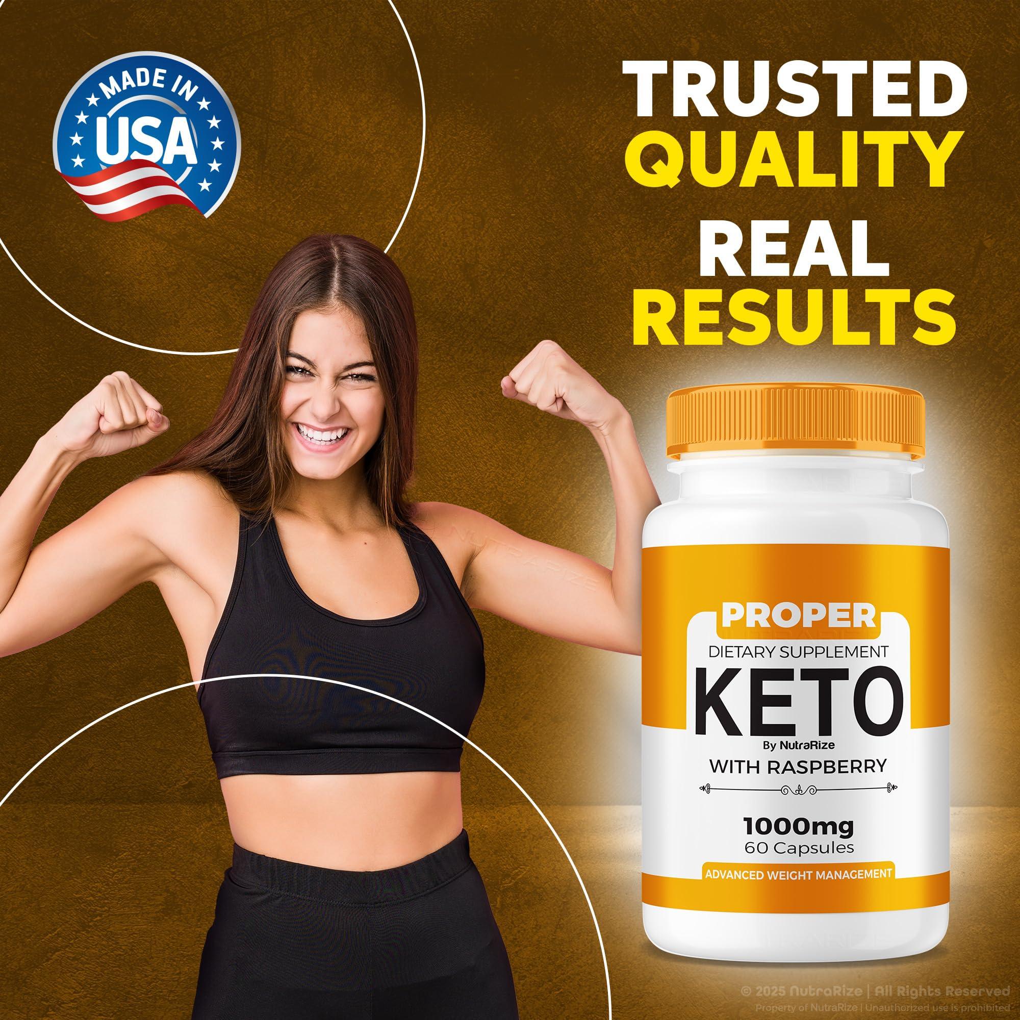 NutraRize Proper Keto - Proper Keto ACV Capsules, All-Natural Keto Dietary Supplement, ProperKeto Extra Strength 800MG Pills, Advanced Formula to Support Active Lifestyle, Pastillas Reviews (60 Capsules)