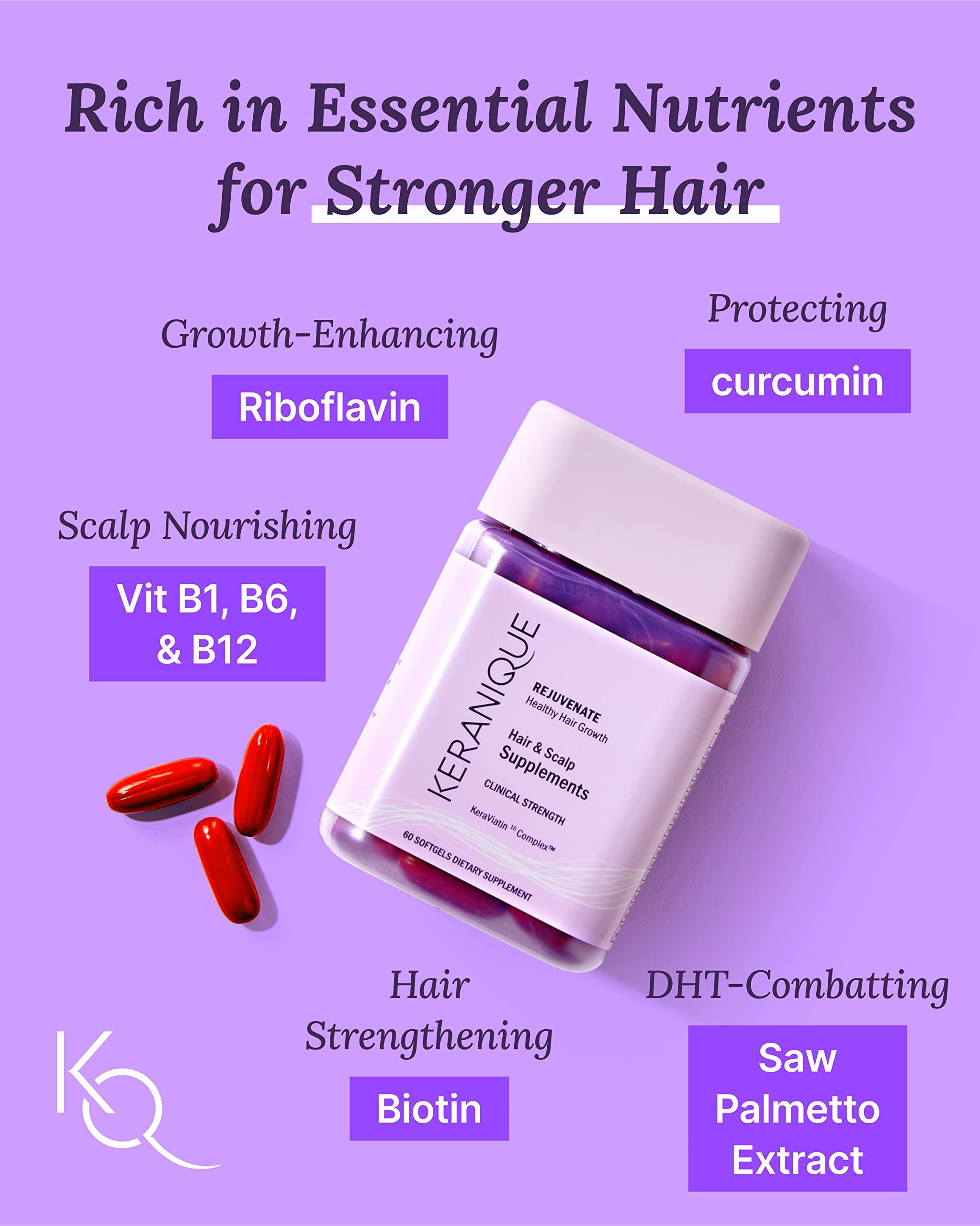 Keranique Keranique Hair & Scalp Supplements - Promote Strength and Growth Best for Thinning Nourish Your with Biotin, Vitamin B, More Vital Nutrients Keraviatin