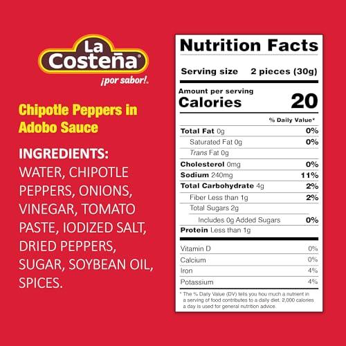 La Costeña La Costea Chipotle Peppers in Adobo Sauce 12 oz (12-Pack)
