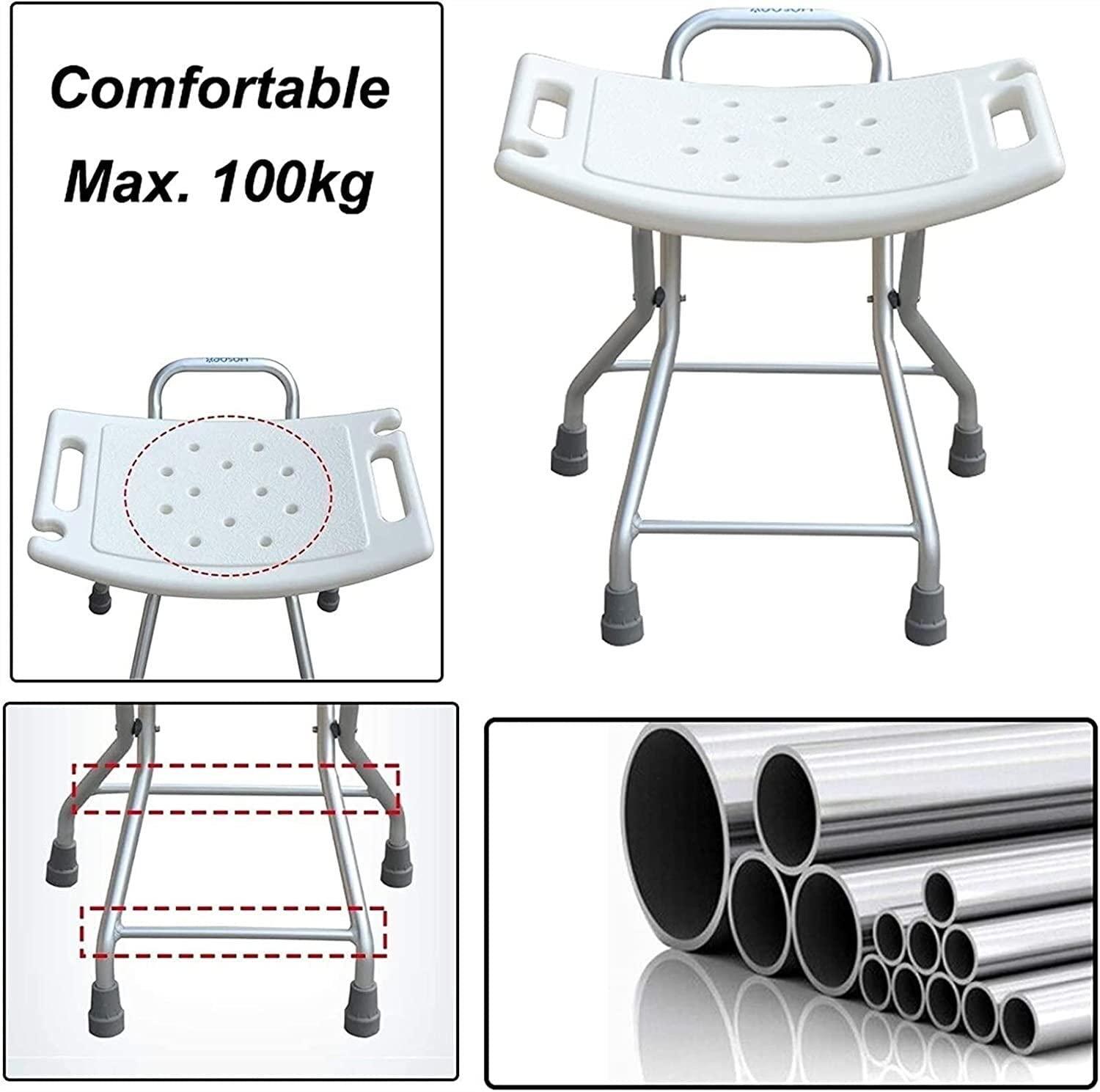 YOODODO YOODODO Elderly Assist Shower Chair, Lightweight Foldable Bathtub Stool Bench Adult Disabled Shower Seat Folding Bath Chair Shower Chair, 35*37cm, White