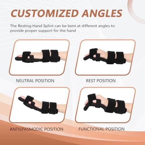 Scurnhau Scurnhau Resting Hand Splint, Full Hand Brace with Finger Support, Stroke Hand Splint -Night Finger Separator, Chronic Rheumatoid Arthritis, Finger Contractures, Fits Left and Right Hands, L