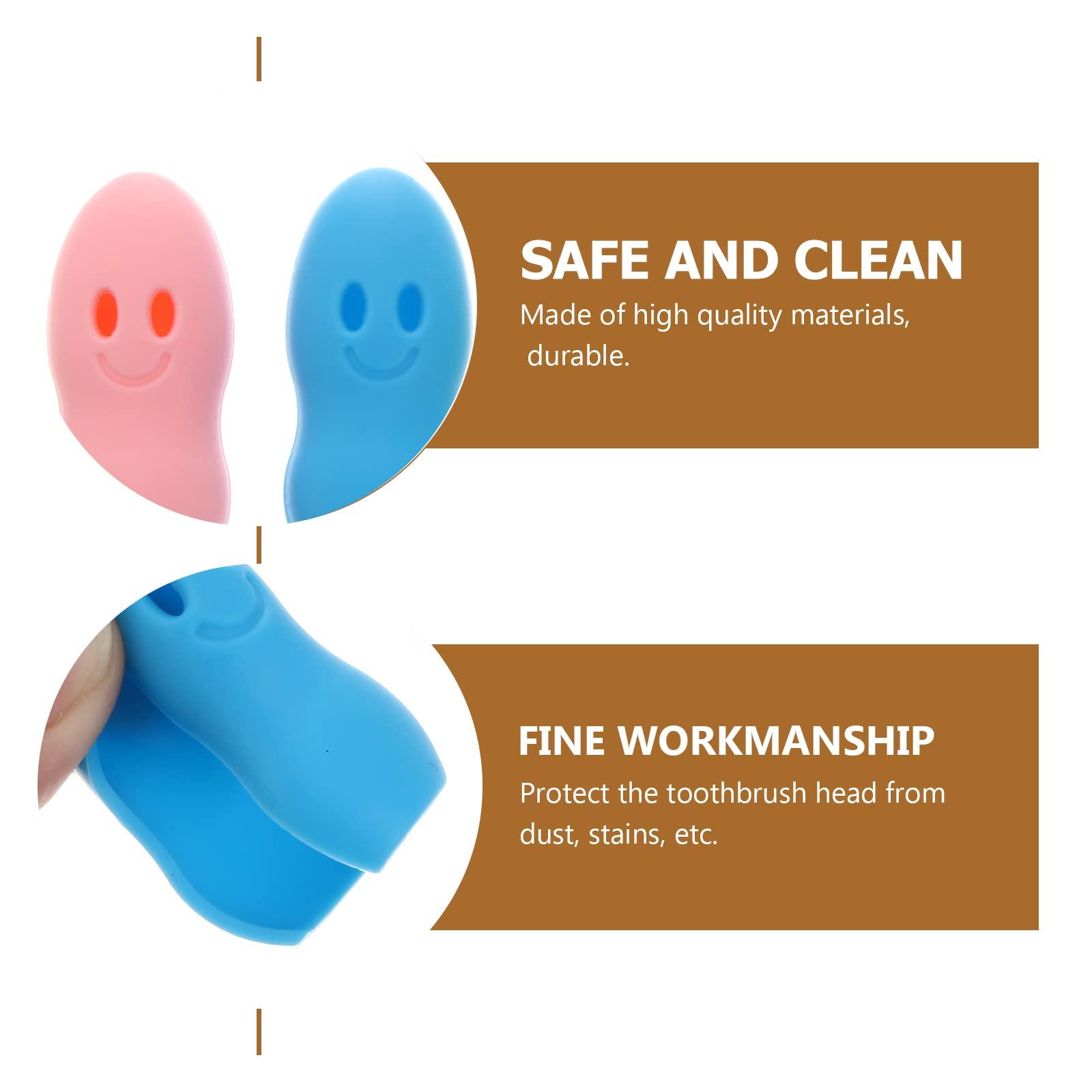 EXCEART 4pcs Kawaii Cartoon Travel Toothbrush Holder Covers Portable Silicone Toothbrush Case for Home Daily Travel Outdoor (Red Spaceship+ Cartoon Person+ Green Leaves+ Yellow Chicks) Random Style