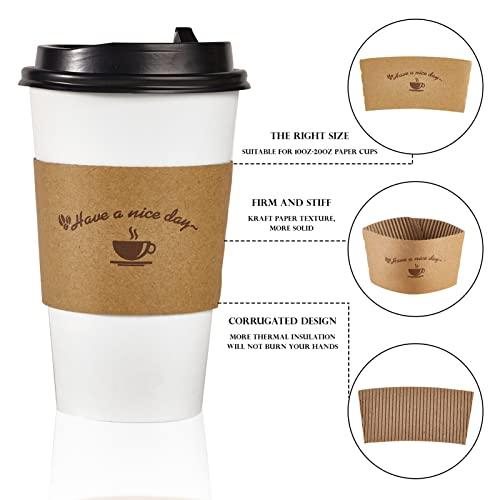 LITOPAK LITOPAK 200 Packs Kraft Paper Coffee Cup Sleeves, Coffee Sleeves, Disposable Corrugated Hot Drink Holder for Paper Cups Insulation and Hand Protection, Fits 10oz-20oz Paper Cups(Cup Not Included)