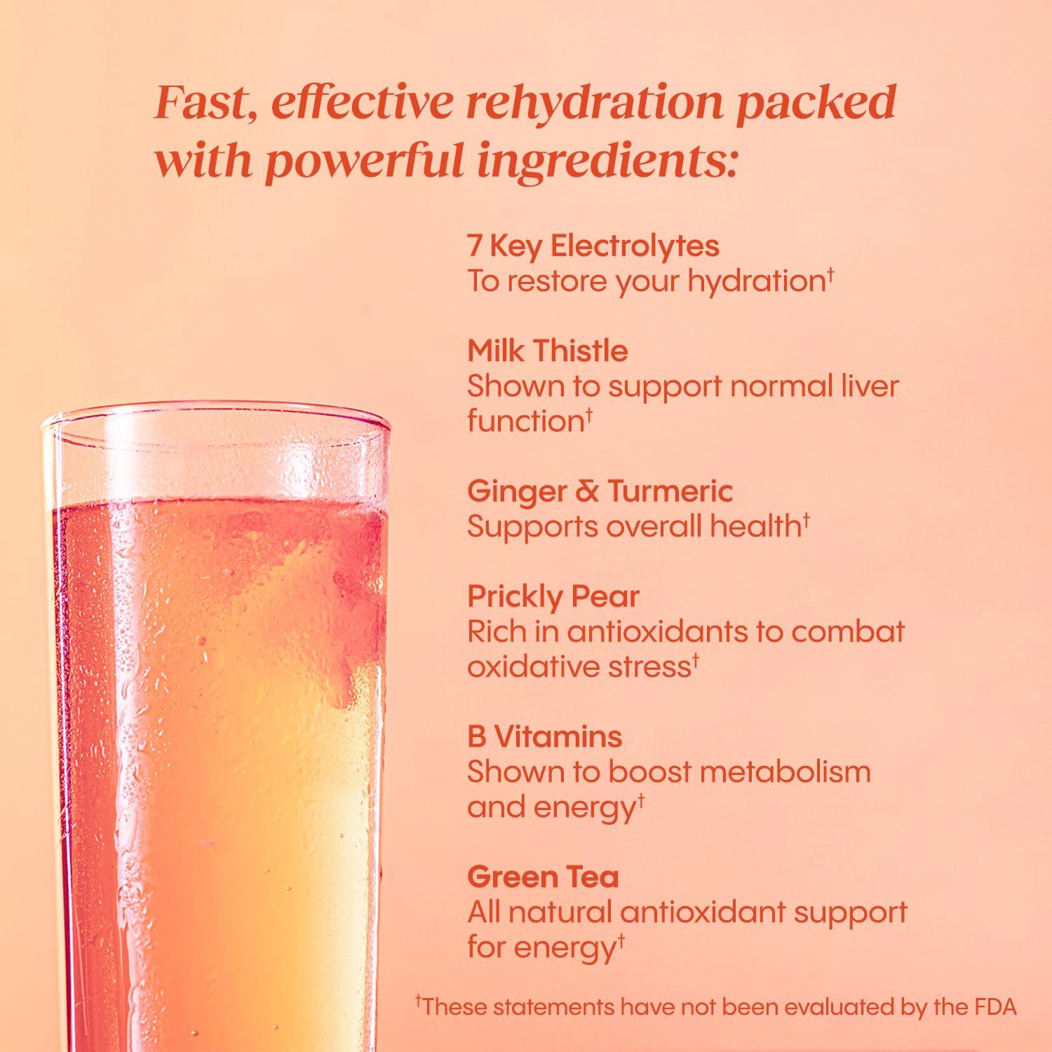 Hydralyte Hydralyte Liver Support + Electrolyte Mix with Milk Thistle, Turmeric, Ginger, Prickly Pear, Green Tea Extract Formulated for Rapid Rehydration, (Blood Orange Ginger, 40 Serve Tub)