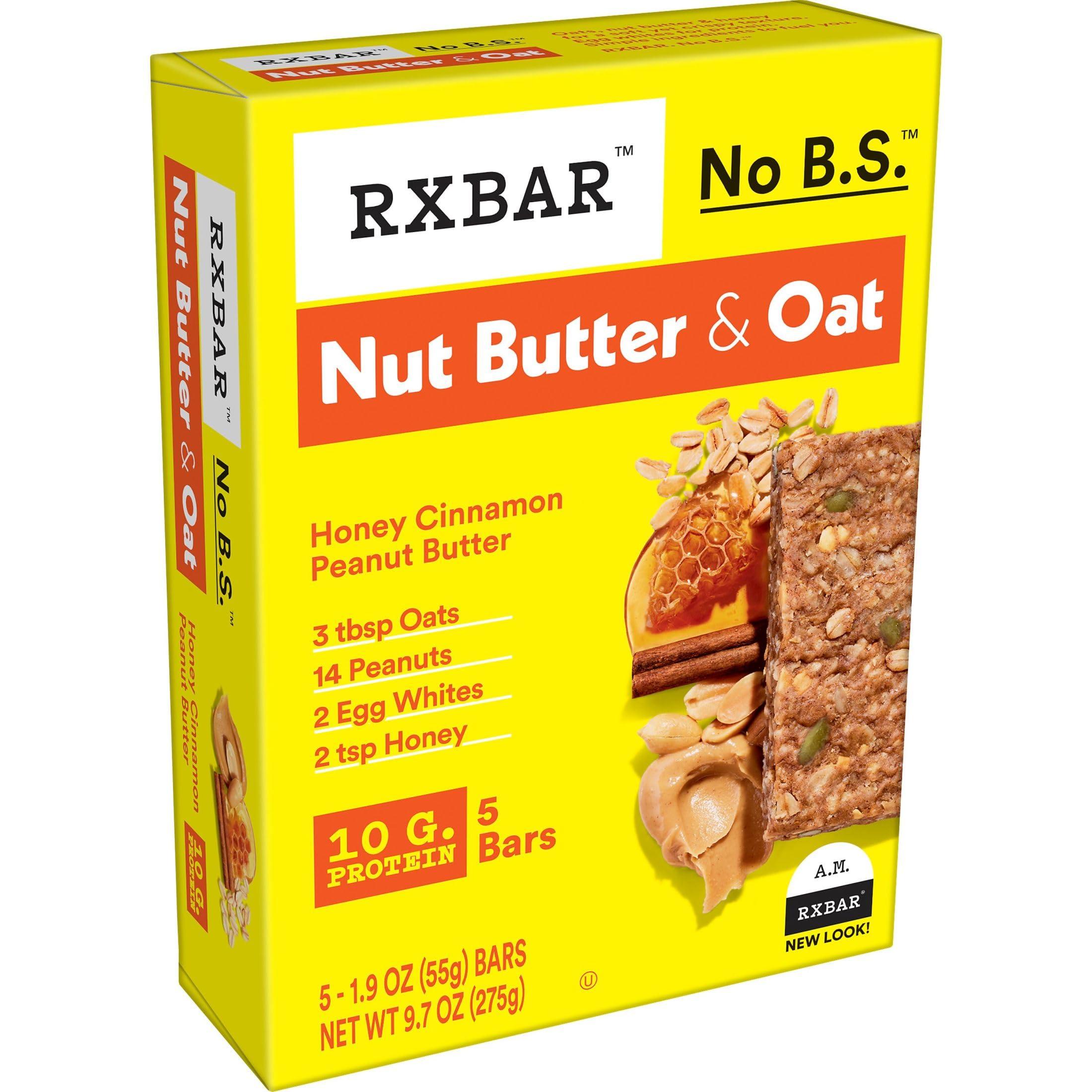 RXBAR RXBAR Nut Butter and Oat Protein Bars, Protein Snacks, Snack Bars, Honey Cinnamon Peanut Butter (6 Boxes, 30 Bars)