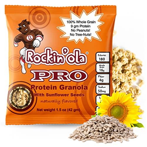 R ROCKIN' OLA Rockin Ola Protein Granola Clusters, Quick Breakfast Snack, Allergen Free, No Artificial Flavors, Colors or Preservatives, On-The-Go Healthy Snack Packets (25 Count, Protein Granola)