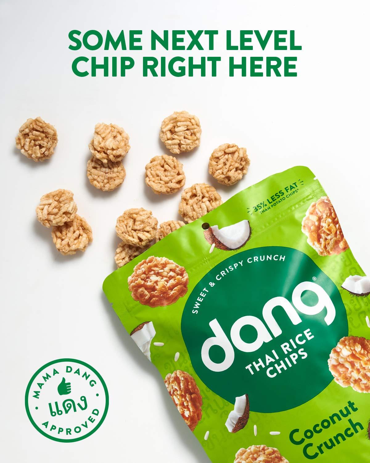 DANG Dang Thai Rice Chips | Coconut Crunch | 4 Pack | Vegan, Gluten Free, Non Gmo Rice Crisps, Healthy Snacks Made with Whole Foods | 3.5 Oz Resealable Bags