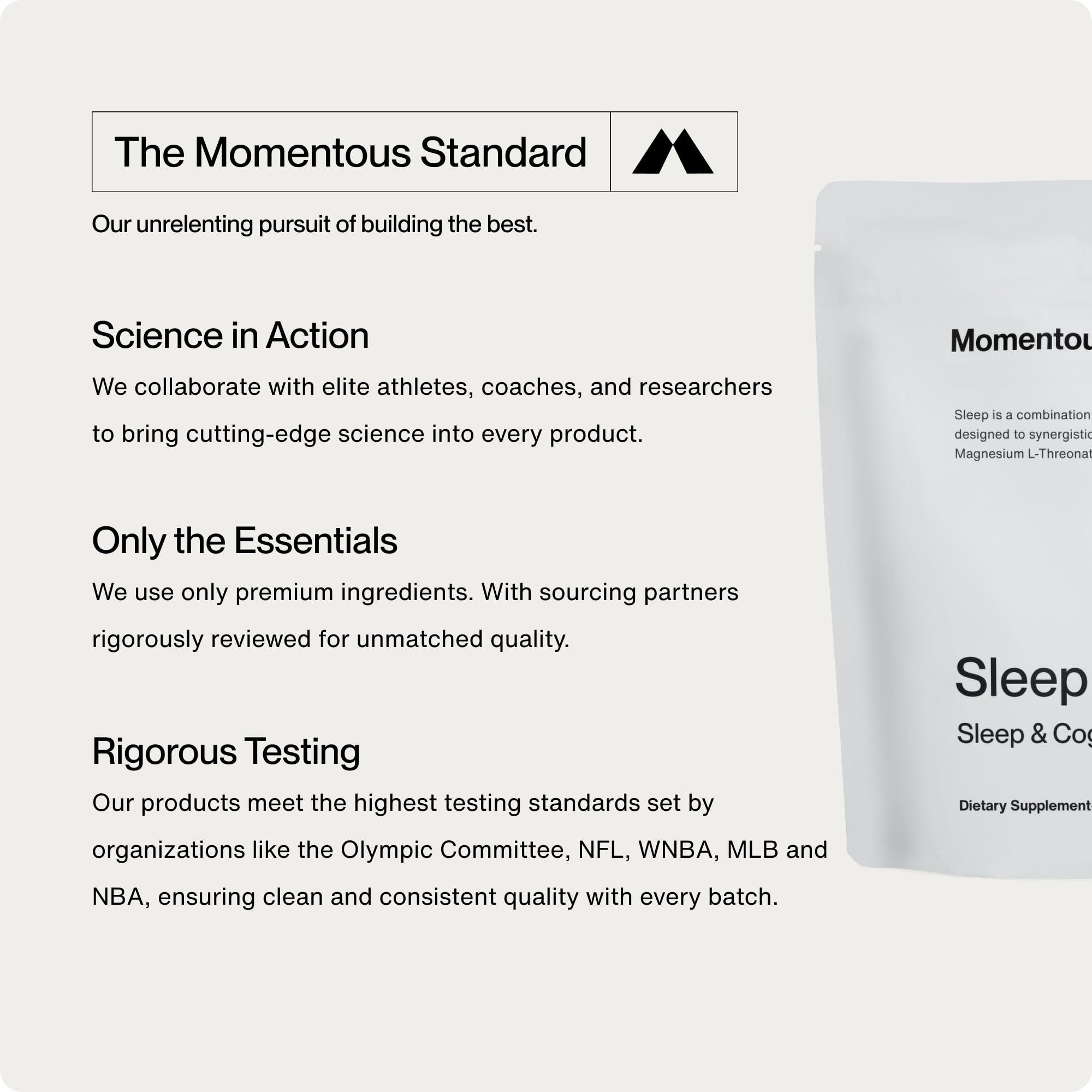 Momentous Momentous Sleep Pack Magnesium L-Threonate, Apigenin & L-Theanine, 30 Servings