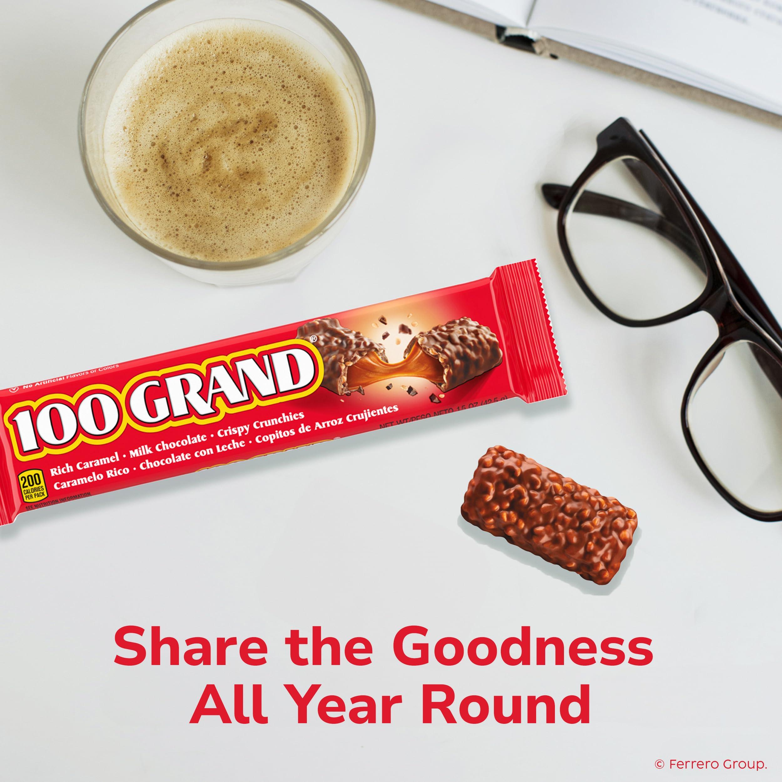 100 Grand 100 Grand Crispy Milk Chocolate with Caramel, Full Size Individually Wrapped Candy Bars, 1.5 oz each, Bulk 18 Count Box