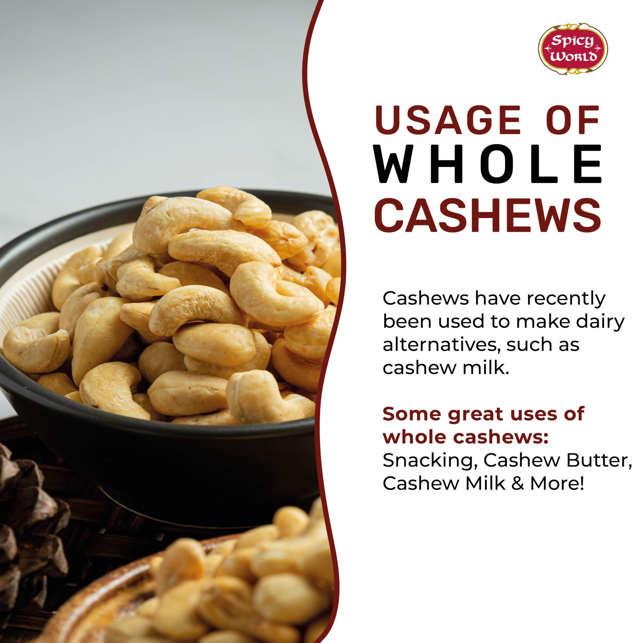 Spicy World Spicy World Raw Cashews Whole 2 Pound Bulk - Unsalted, Natural & Pure, No Chemicals