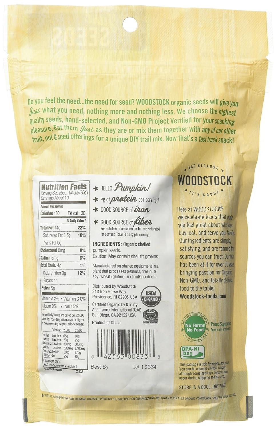 Woodstock Woodstock Farms Organic Pumpkin Seeds - 11 Oz, 2 pack