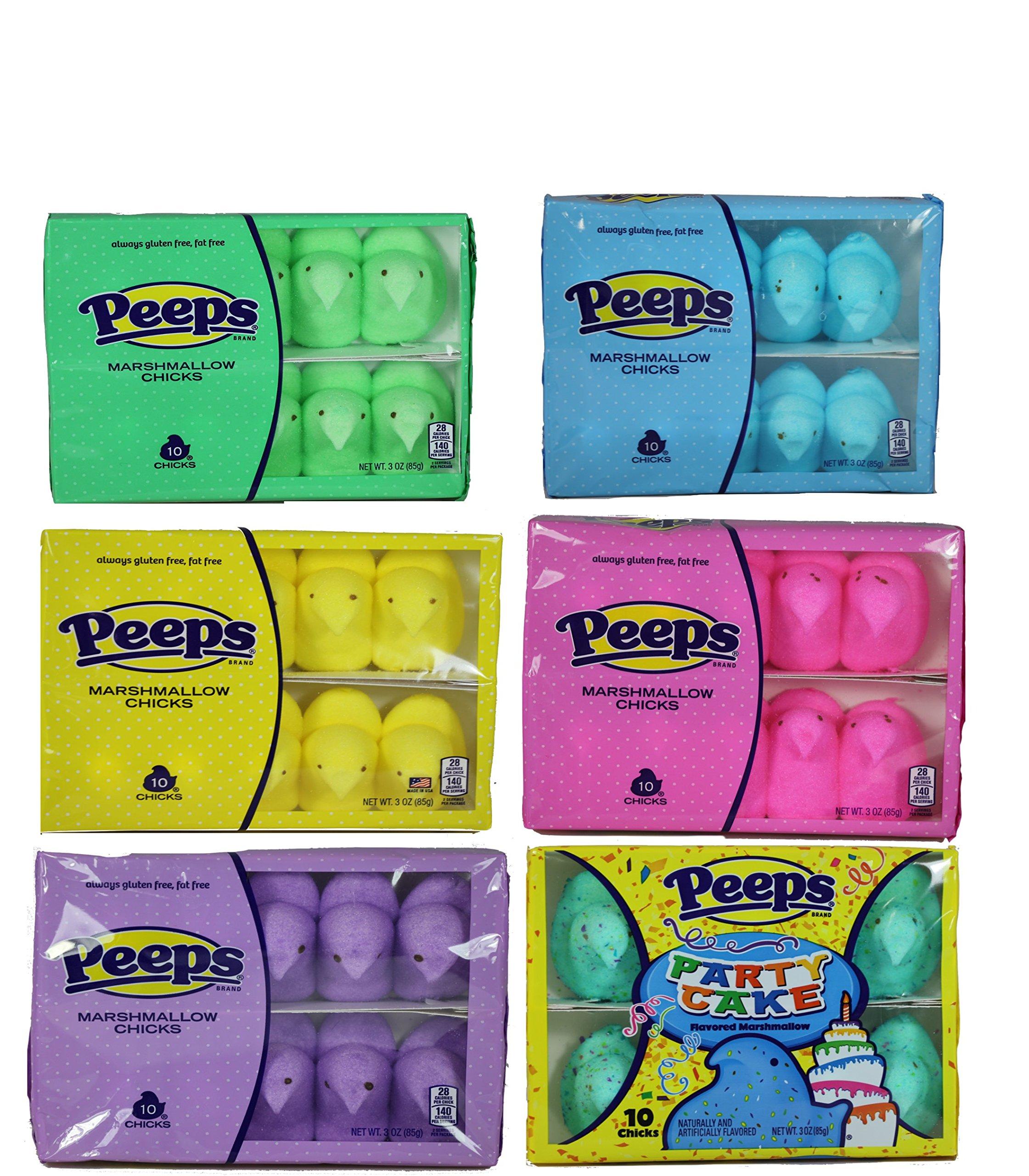 Peeps Easter Marshmallow Peeps Chicks Variety Pack of 6 (65g)