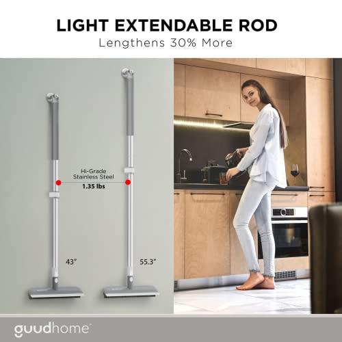 Guudhome GUUDHOME Floor Brush Scrubber with Long Handle 55.3 - 2 in 1 Scrub N Scrape - Strong Extendable Stiff Floor Brush Shower Tub Tile Wall - Deck Brush for Heavy Duty Cleaning Brush Never Falls Off