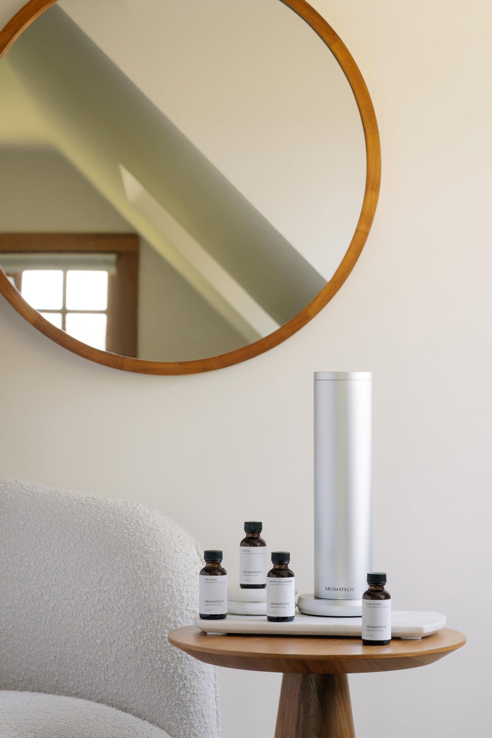 AromaTech AromaTech New AroMini BT Plus Scent Diffuser w/Bluetooth Cold-Air Diffusion Scent Machine for Home, Office, Hotel, Spa Nebulizing Diffusion System for Essential Oil Blends (Silver)