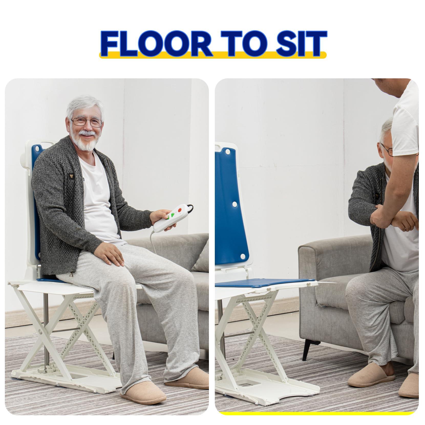 Oiameen Oiameen Electric Chair Lift, Up to 20inch Floor Lift for Elderly Falls with Remote Control, IP68 Waterproof Bath Tub Lift for Seniors, Up to 300lbs Lift Chair, for Home Floor Bathtub, 2nd Gen Version