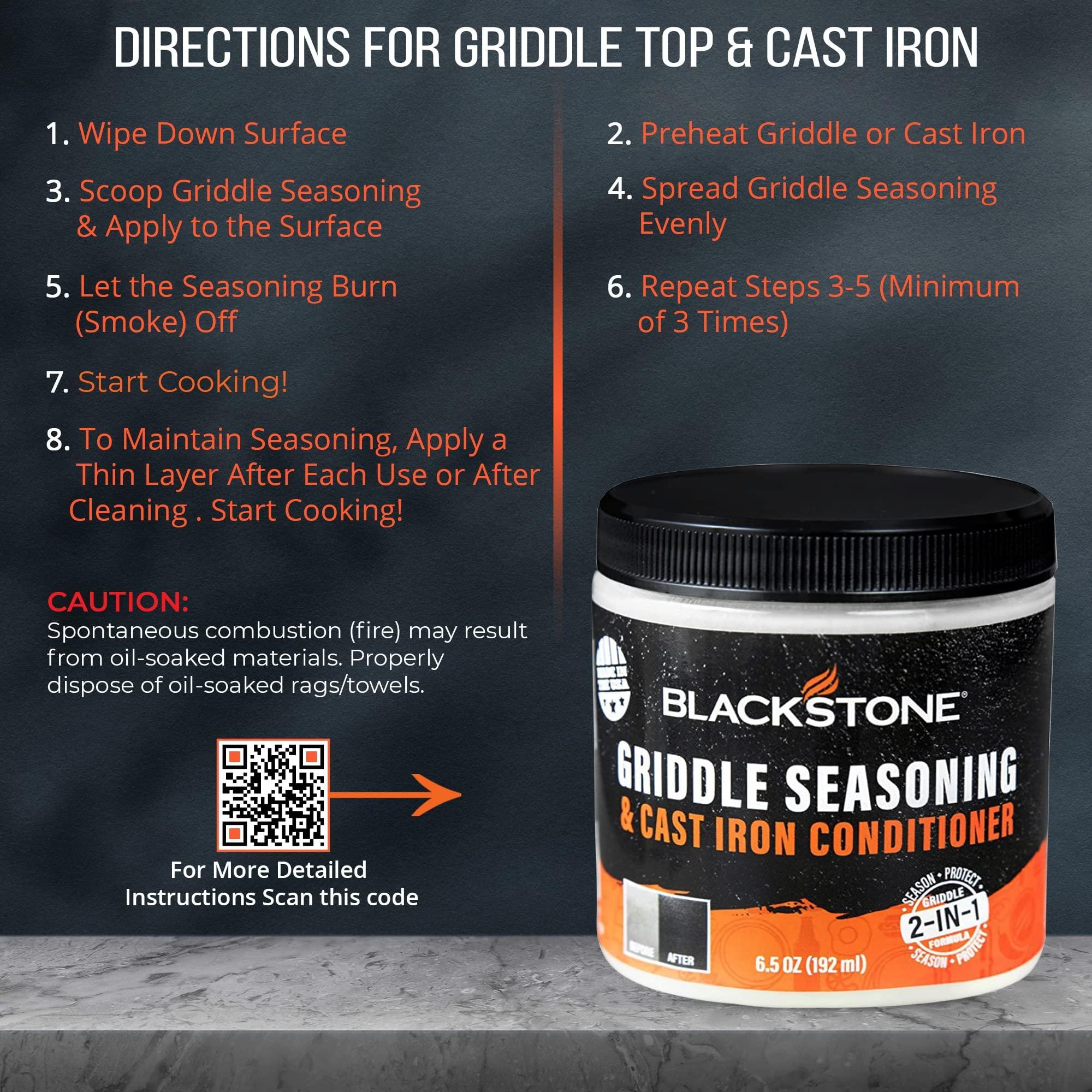 SATISFYING CUSTOMERS Blackstone 2-IN-1 Griddle & Cast Iron Seasoning Conditioner 6.5 OZ Effective Seasoning Rub Formula Food Safe Easy to Use Cleaner & Conditioner With Satisfying Customers Travel Tissue