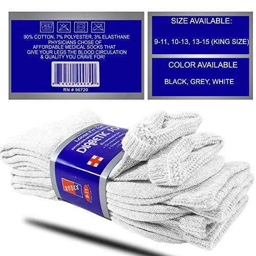 NevEND NevEND Diabetic Cotton Crew Socks Health Circulatory Physicians Approved Mens Womens White 12 Pairs 10-13