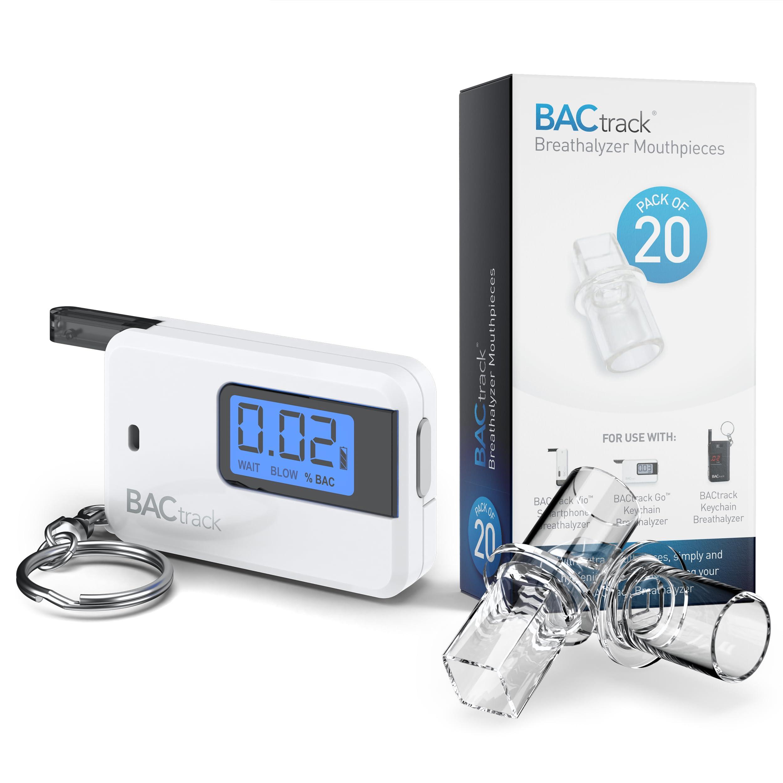 BACtrack BACtrack Go Keychain Breathalyzer (White) + 20 Breathalyzer Mouthpieces Bundle