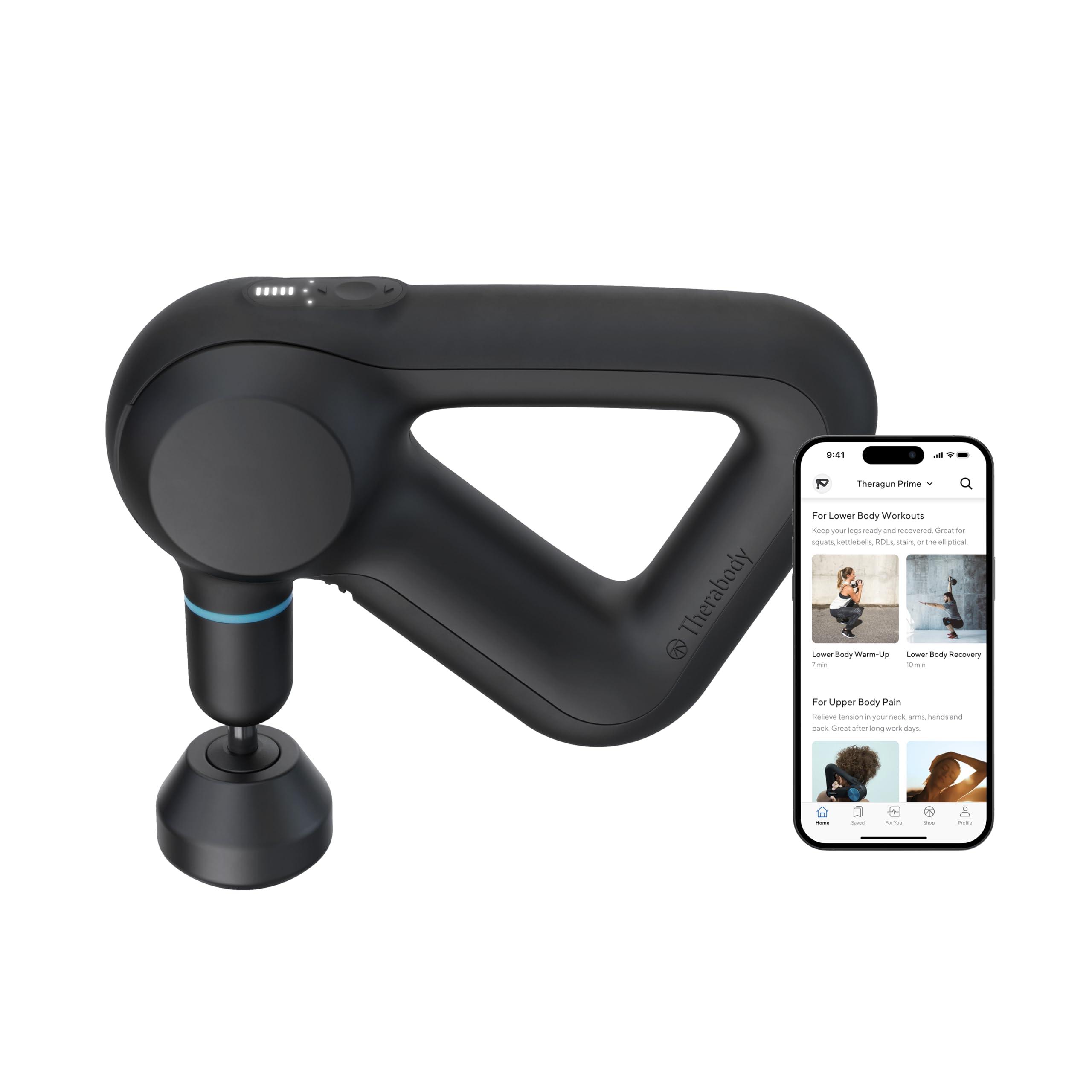 TheraGun TheraGun Prime Quiet Deep Tissue Therapy Massage Gun - Bluetooth Enabled, Electric Percussion Massage Gun & Personal Massager for Pain Relief in Neck, Back, Leg, Shoulder and Body (Black - 5th Gen)