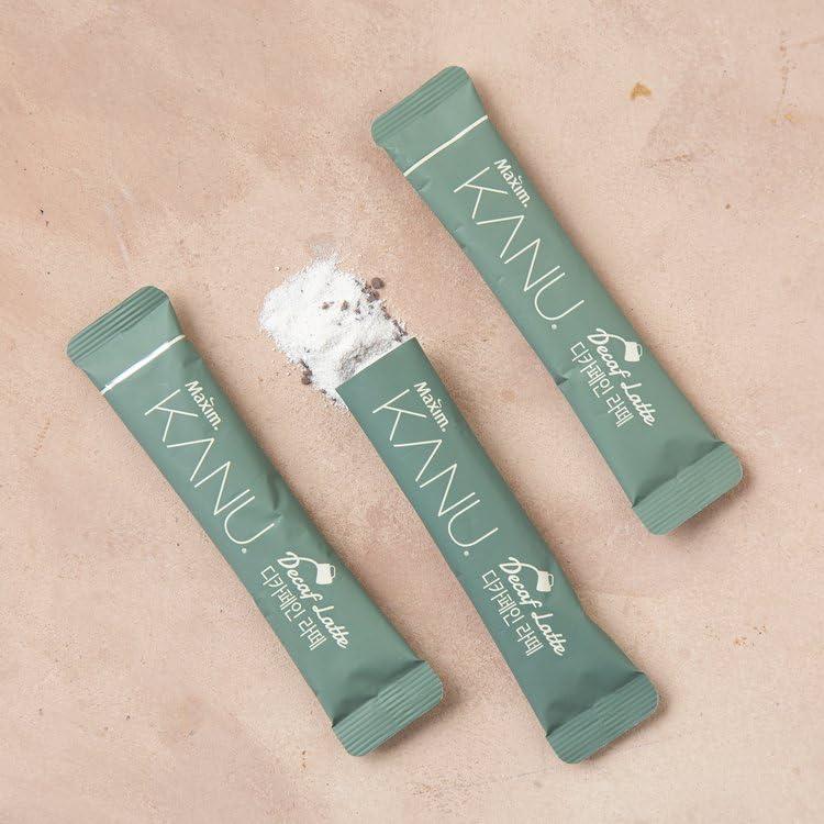 ZEESOON Kanu Decaf Latte Korea Instant Coffee 13.5g(65kcal) X 10 Sticks, Decaffeinated Sweet Latte