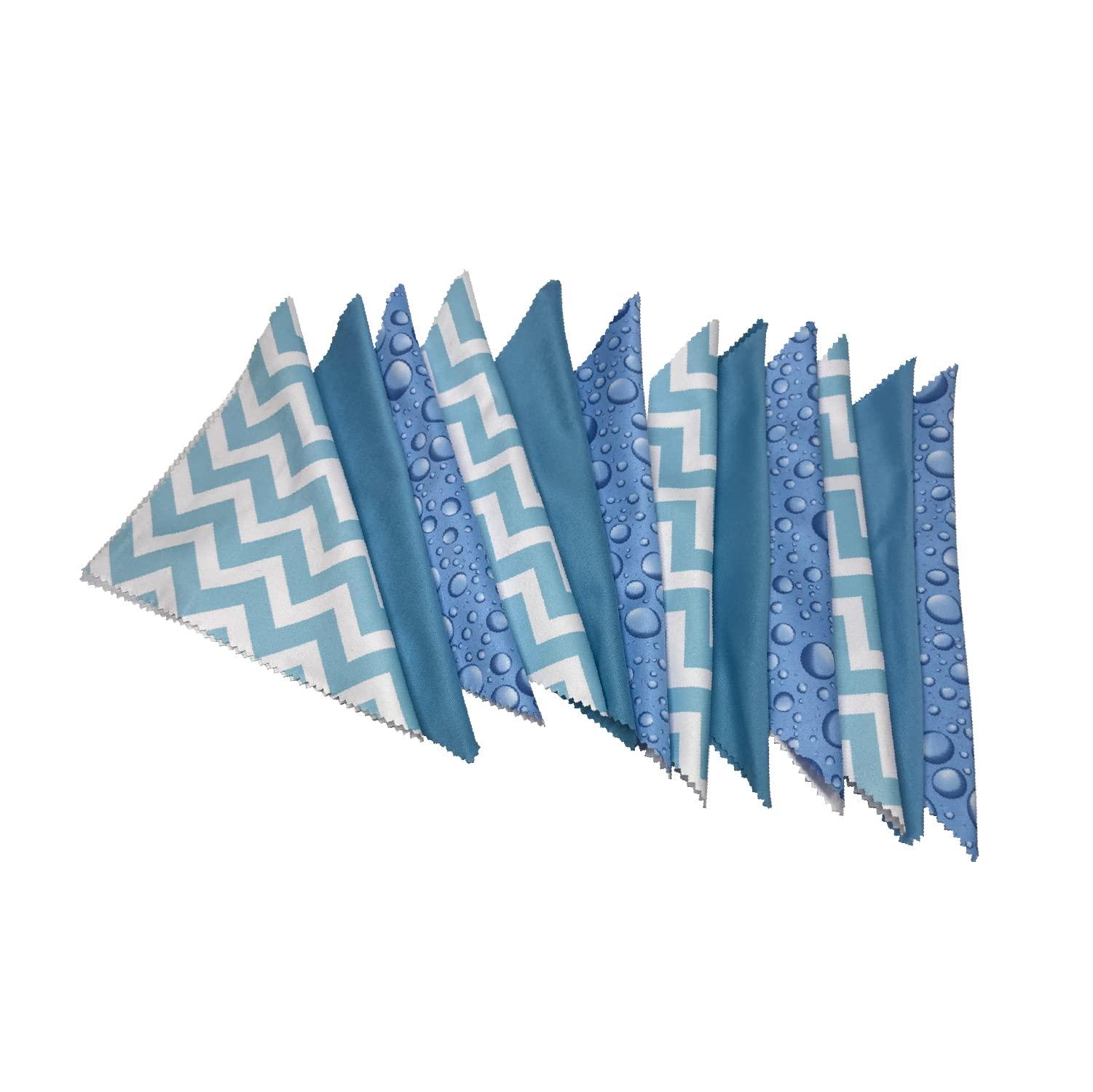 Optigear Optigear Microfiber Lens Cleaning Cloth Kit | 12 Pack | 3 Styles | Chevron | Rain Drop | Blue