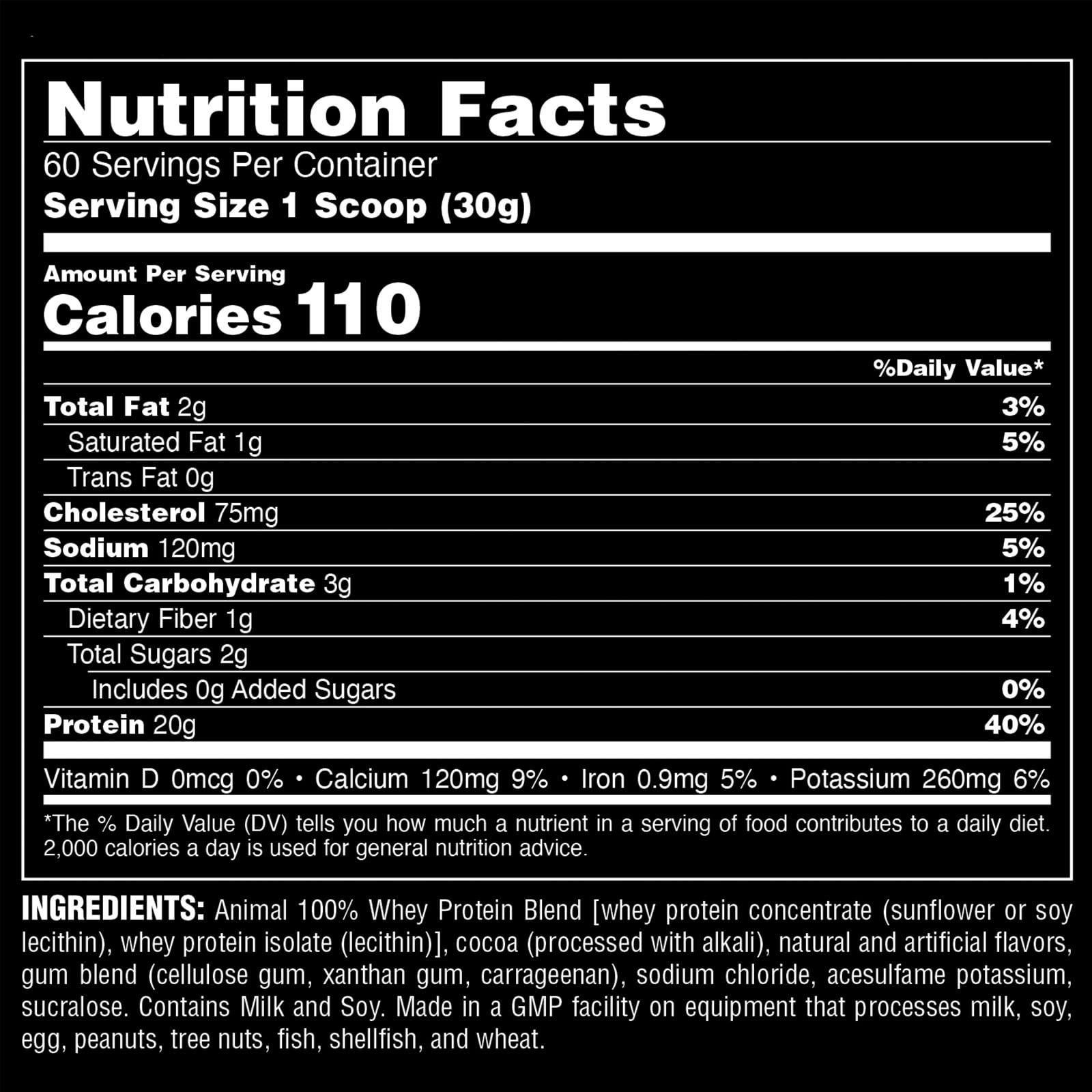 Animal Animal 100% Whey Protein Powder Whey Blend for Pre- or Post-Workout & Pak - Convenient All-in-One Vitamin & Supplement Pack