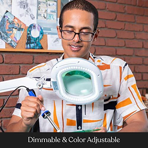 Brightech Brightech LightView Pro XL Magnifying Desk Lamp with Clamp, Adjustable Magnifying Glass with LED Light for Crafts, Reading, Close Work, Dimmable Light Magnifier with Wide Glass Lens