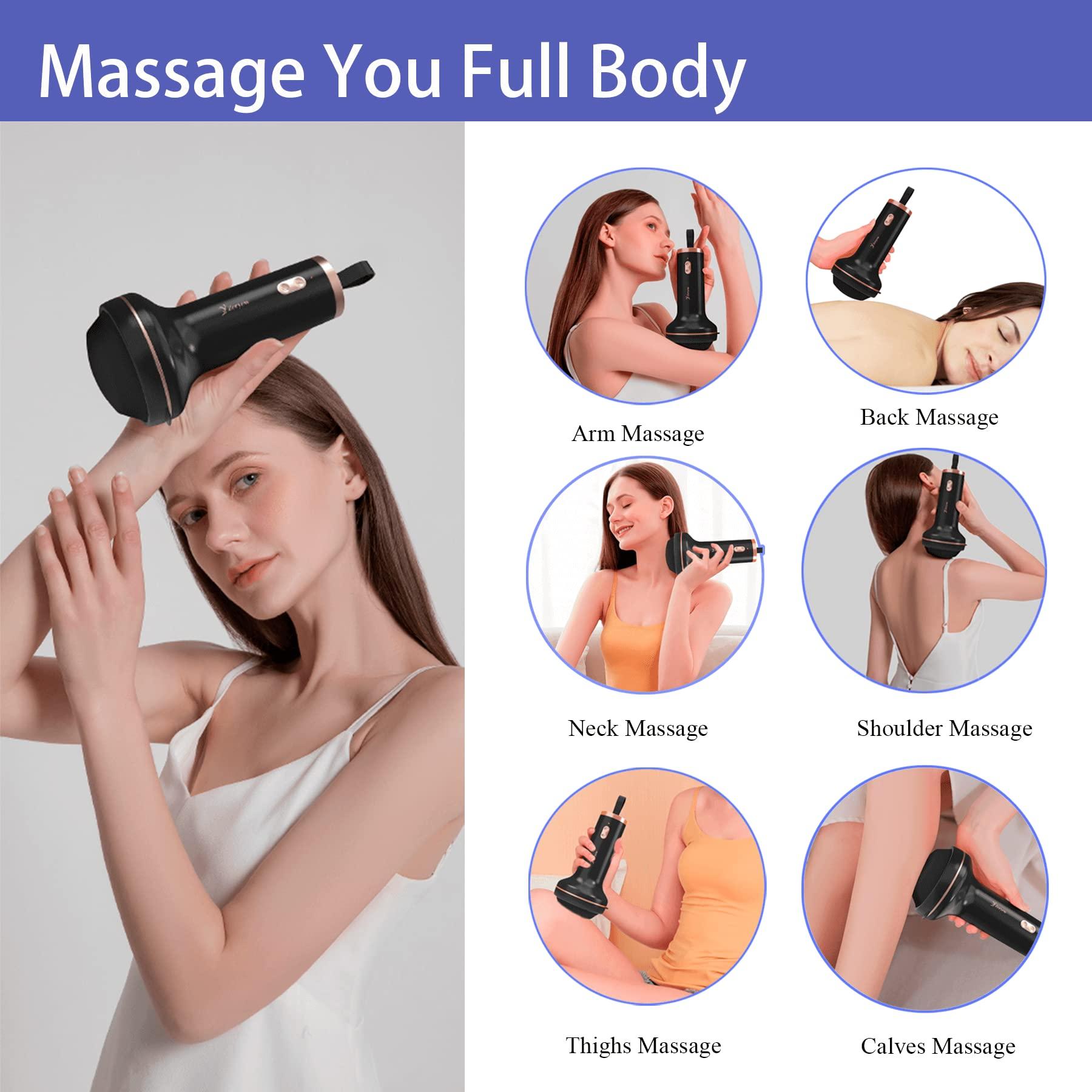 ZY ZERYEW Handheld Cellulite Massager, Body Sculpting Machine, Rechargeable & Cordless, Stomach Fat Massager With 8 Massage Heads 2 Mesh Covers, Massage Abdominal Belly Thighs Butt Neck for Women Men at Home