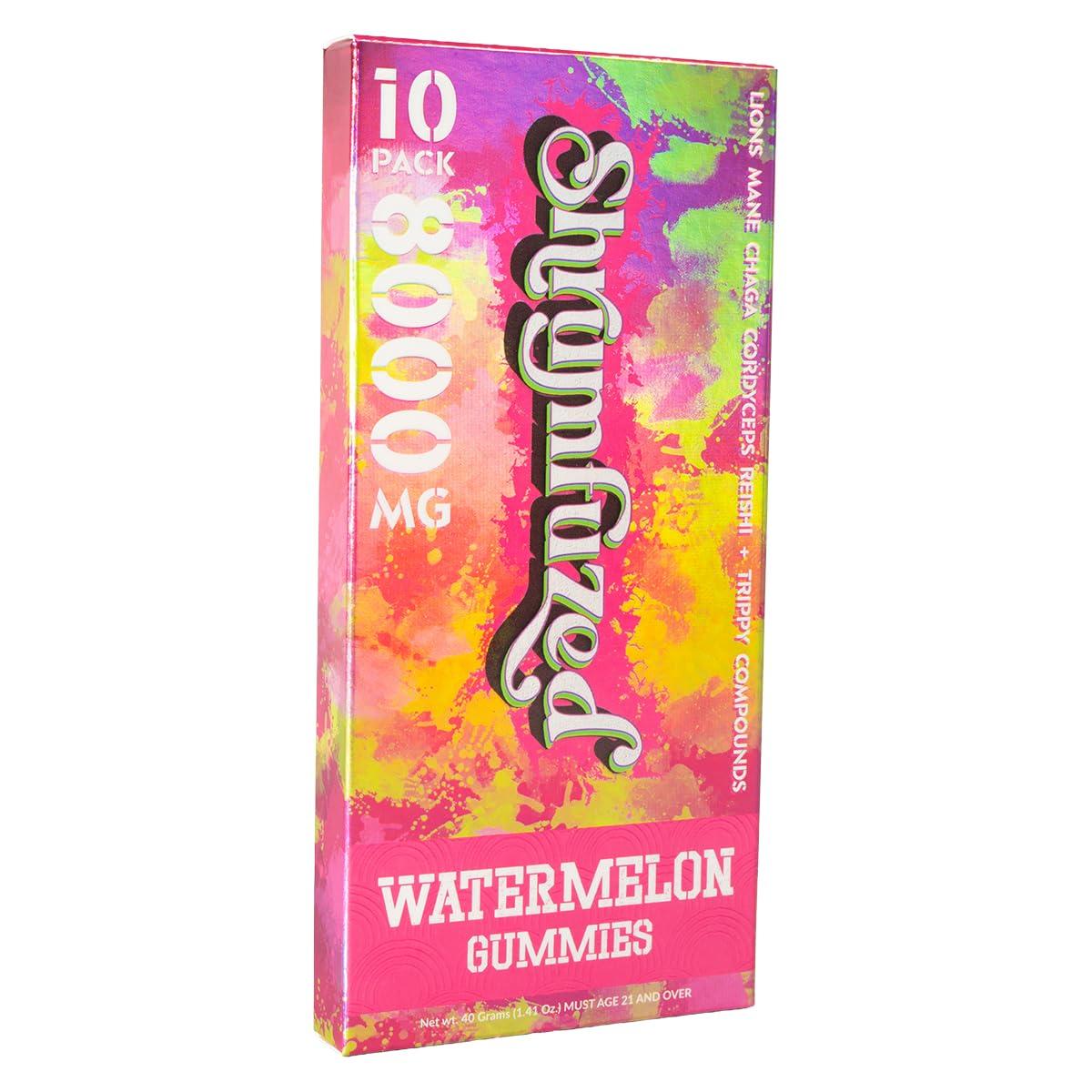 Shrumfuzed Shrumfuzed - Proprietary Nootropic Gummy 8000mg - Lion\'s Mane, Reishi, Chaga, and Cordycep Nootropic Tripee Mushroom Blend (10, Watermelon)