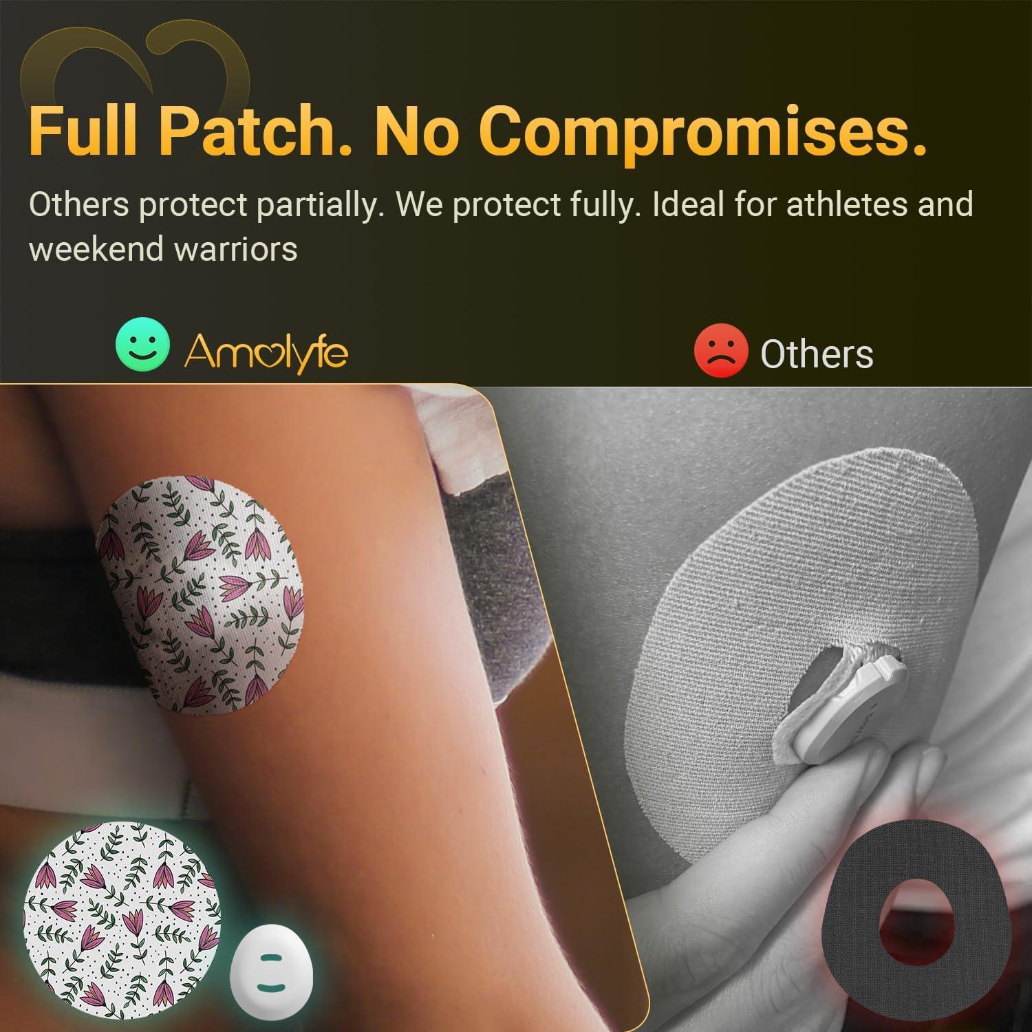 Amolyfe Amolyfe - Dexcom G7 Over Patches, 10-Pack Dexcom Stelo Overpatches, Bump-Proof with Hard Cap, Waterproof, Breathable, Medical Adhesive, 10-Day CGM Protection (Flower)