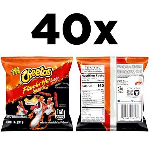 Cheetos Cheetos Cheese Flavored Snacks, Flamin\' Hot Crunchy, 1 Ounce (Pack of 40)