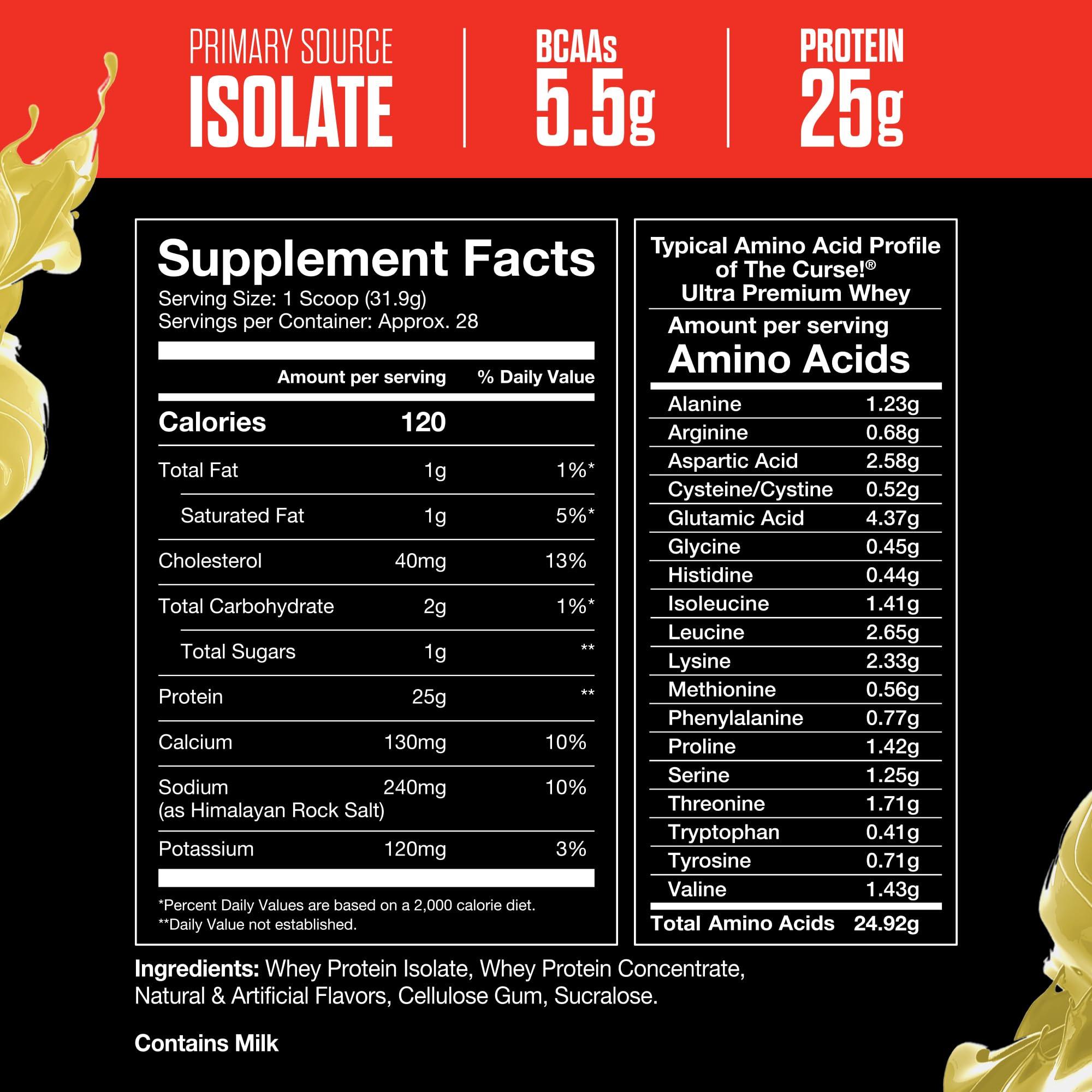 JNX SPORTS JNX SPORTS The Curse! Ultra Premium Whey Protein Powder Vanilla Bean 2lb | 25g Protein Per Serve, Primary Source Whey Isolate